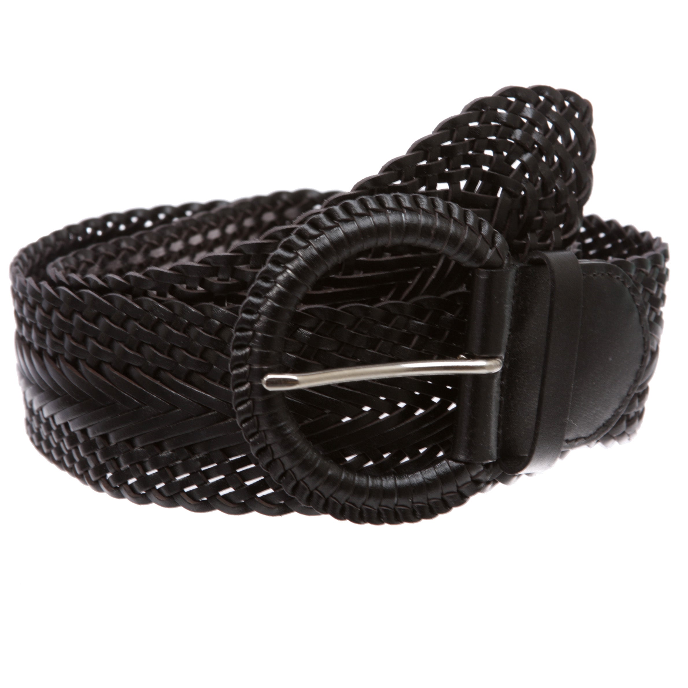 2 Inch Wide Genuine Leather Braided Woven Round Belt - OnlineBelts