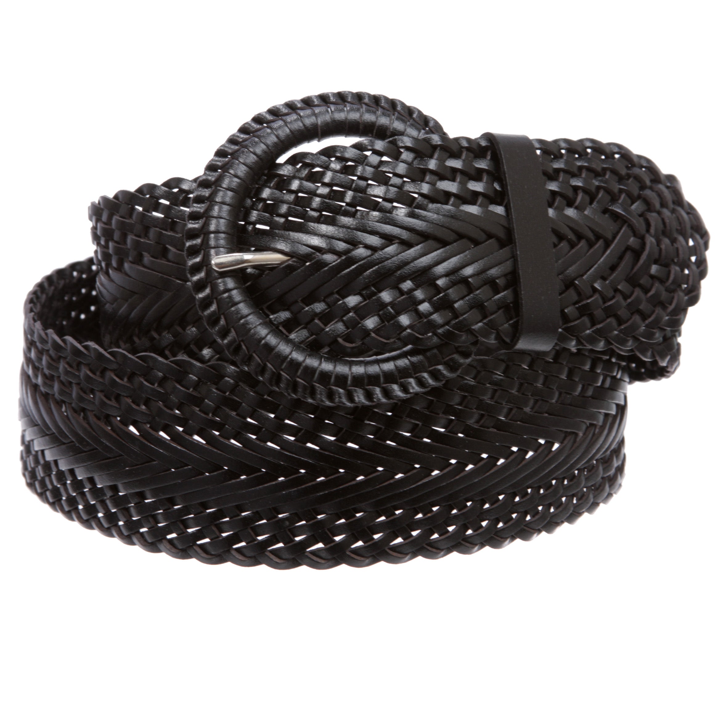 2 Inch Wide Genuine Leather Braided Woven Round Belt - OnlineBelts
