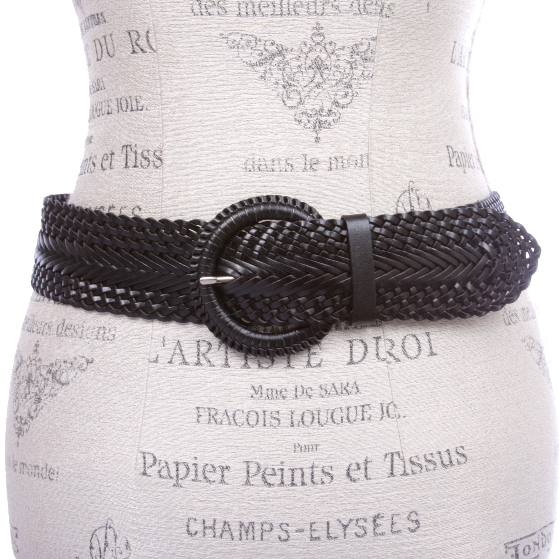 2 Inch Wide Genuine Leather Braided Woven Round Belt - OnlineBelts