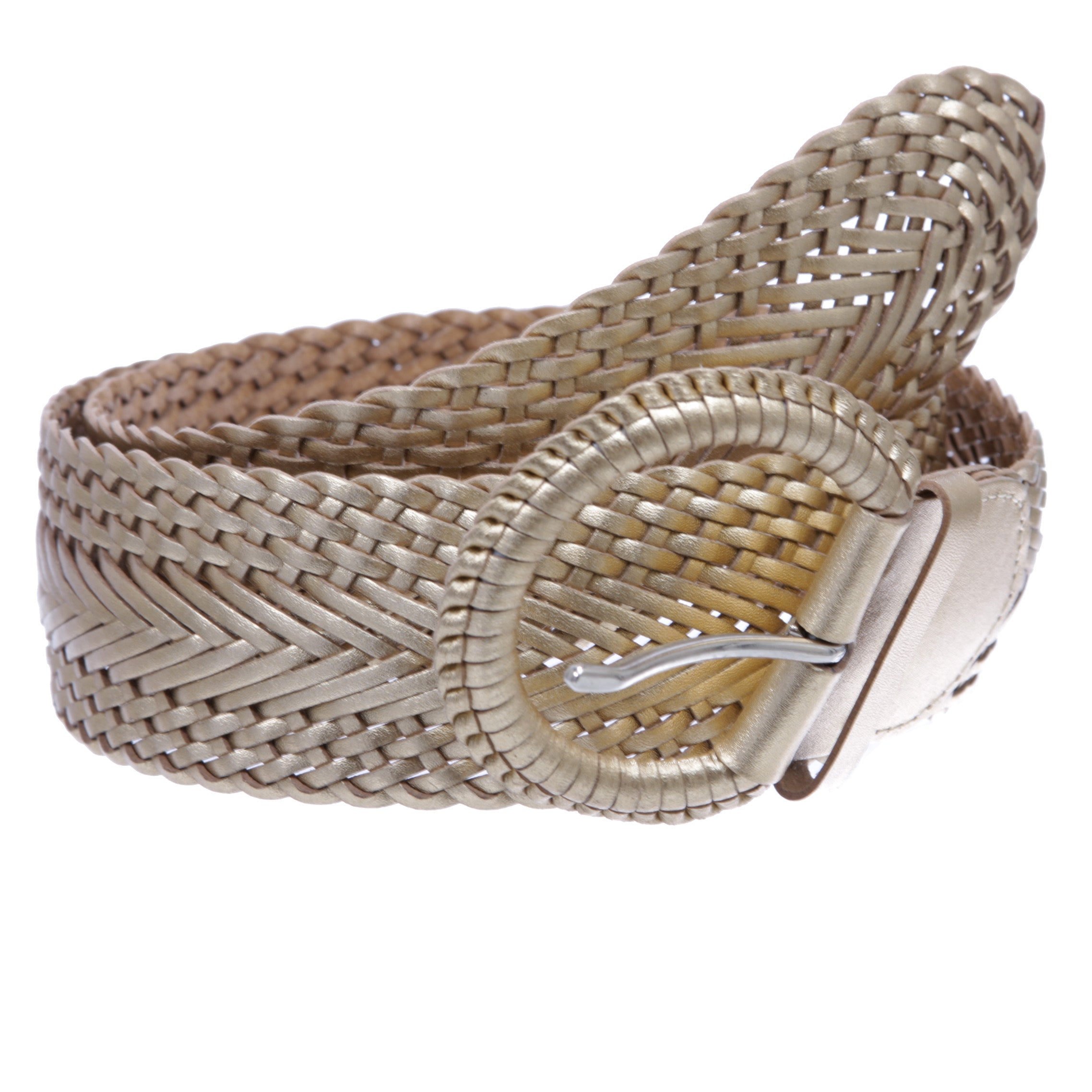 2 Inch Wide Genuine Leather Braided Woven Round Belt - OnlineBelts