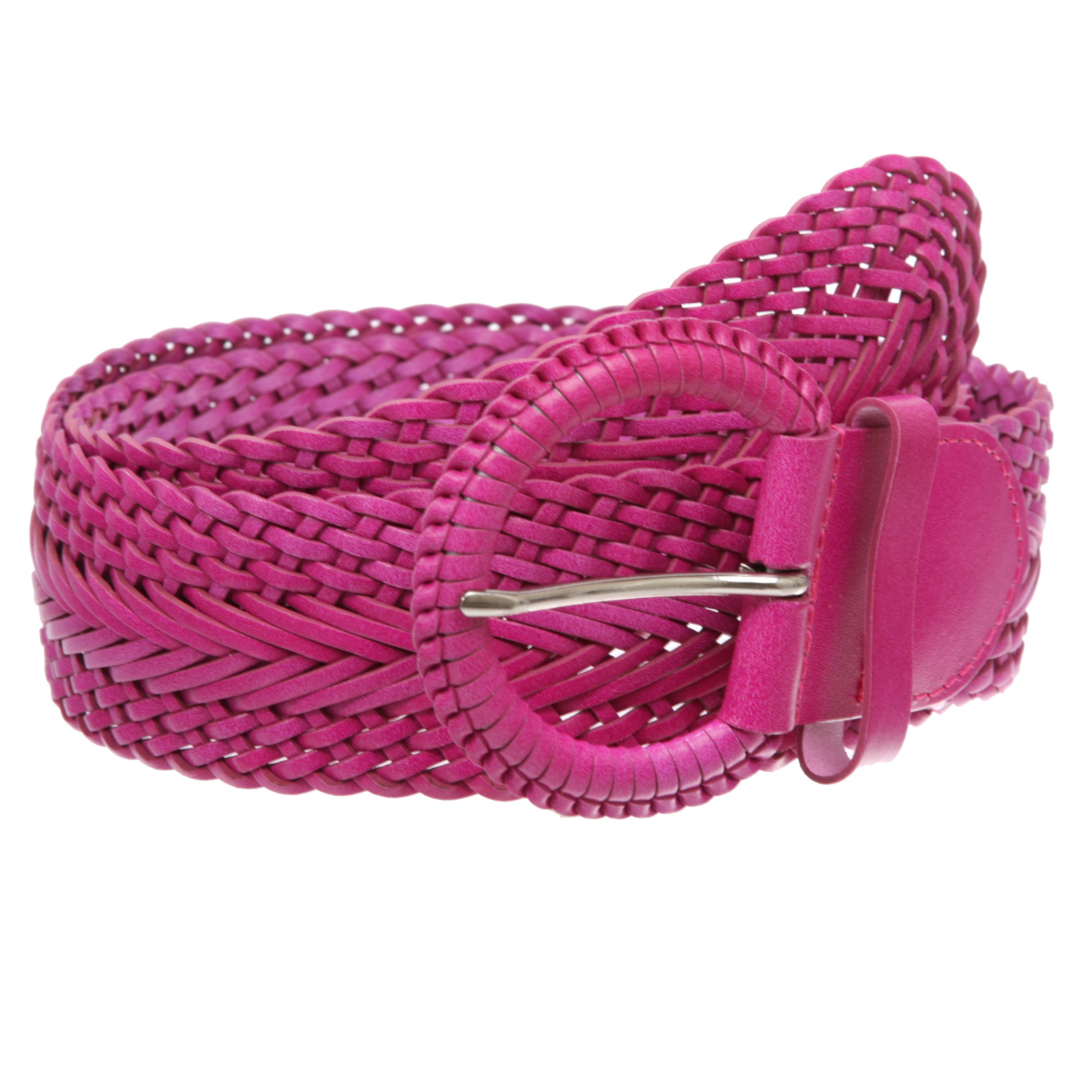 2 Inch Wide Genuine Leather Braided Woven Round Belt - OnlineBelts
