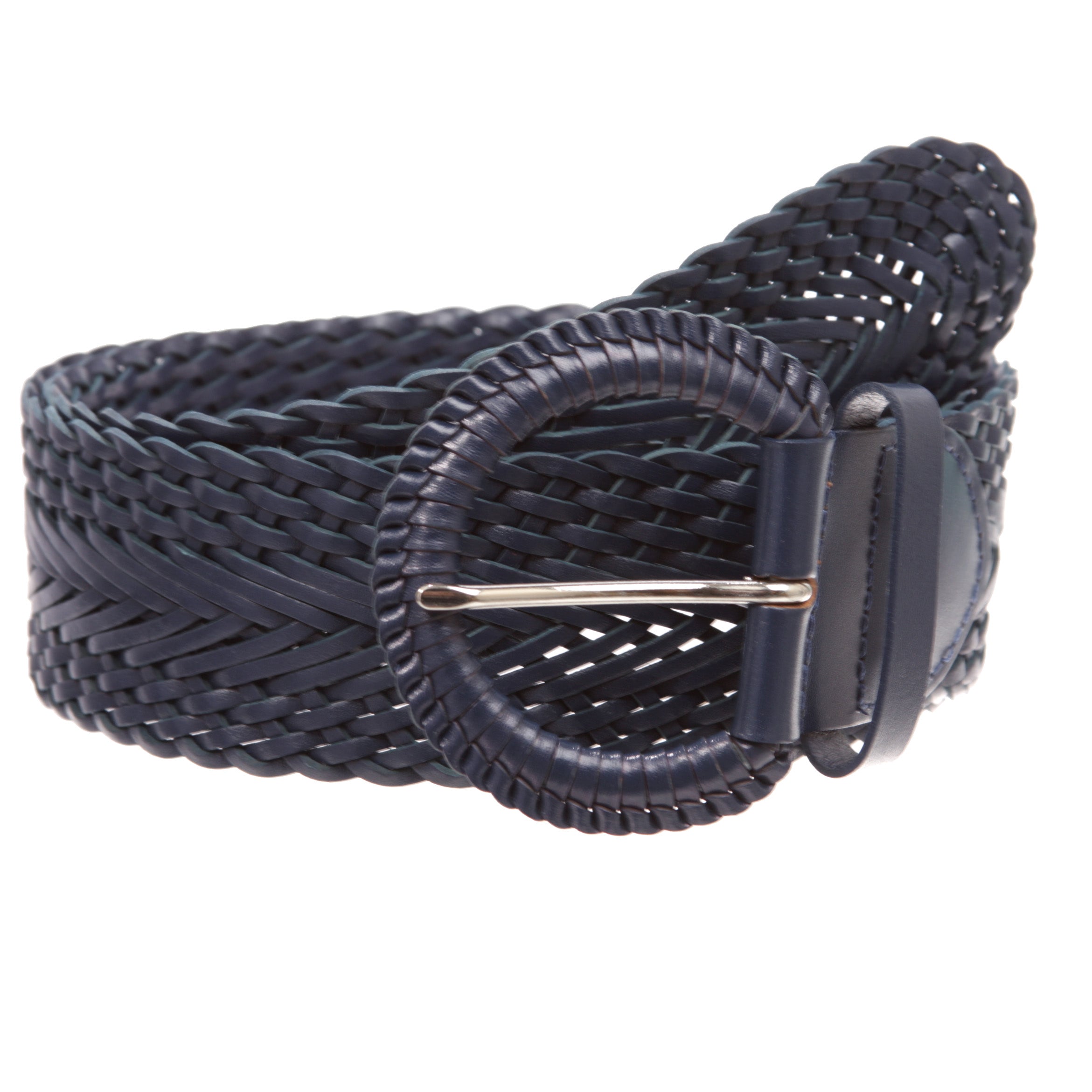 2 Inch Wide Genuine Leather Braided Woven Round Belt - OnlineBelts