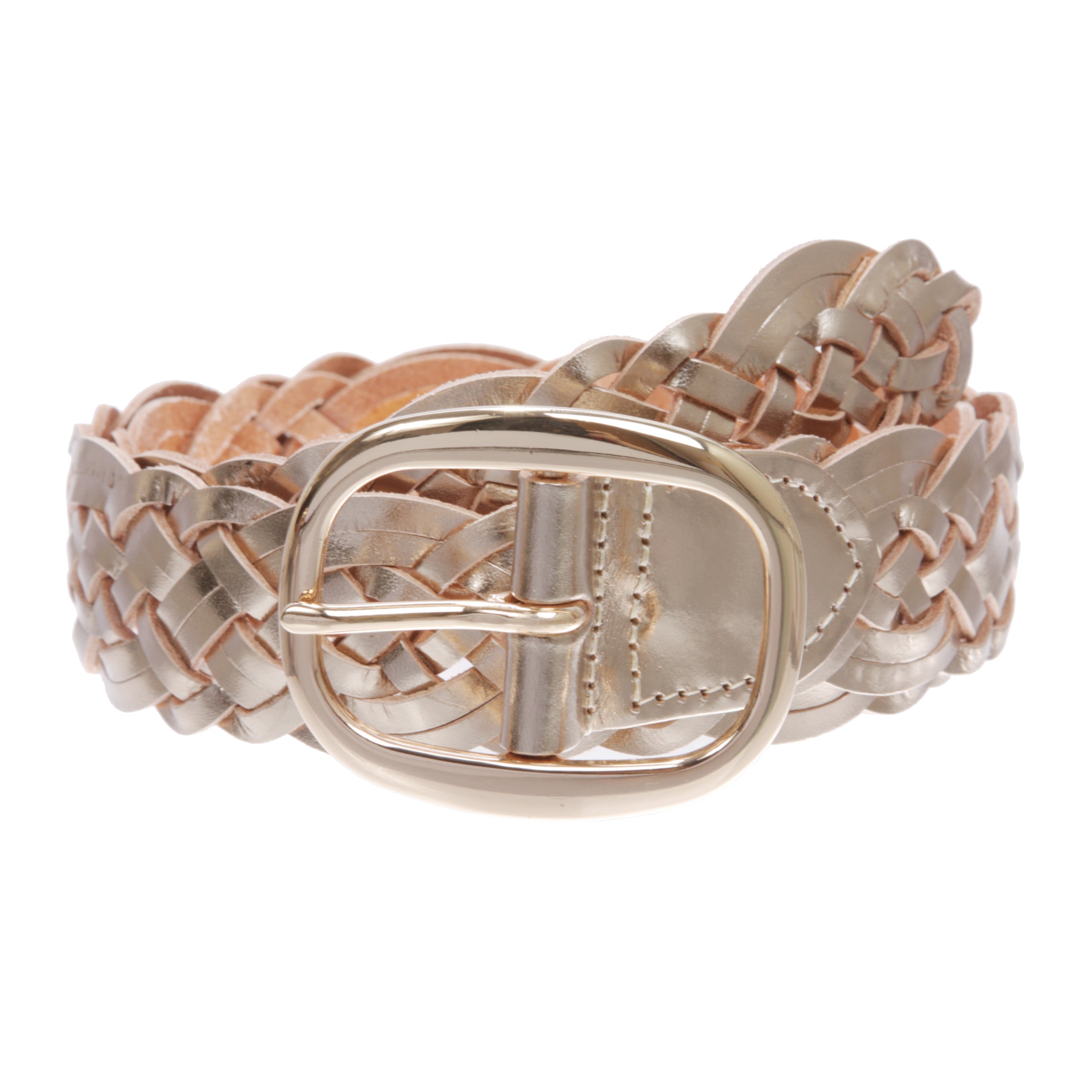 1 1/2" (37 mm) Women's Oval Braided Woven Leather Belt - OnlineBelts