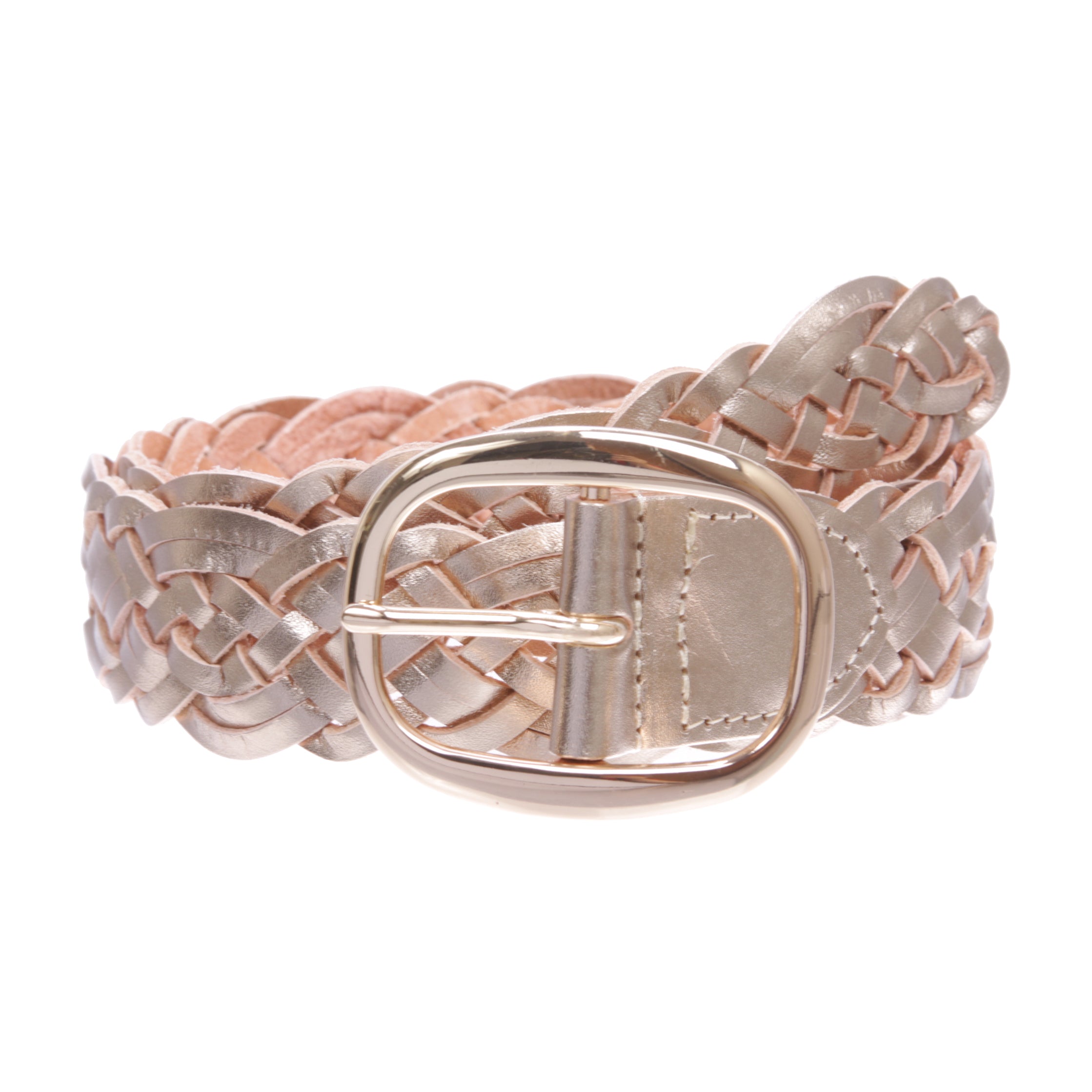 1 1/2" (37 mm) Women's Oval Braided Woven Leather Belt - OnlineBelts