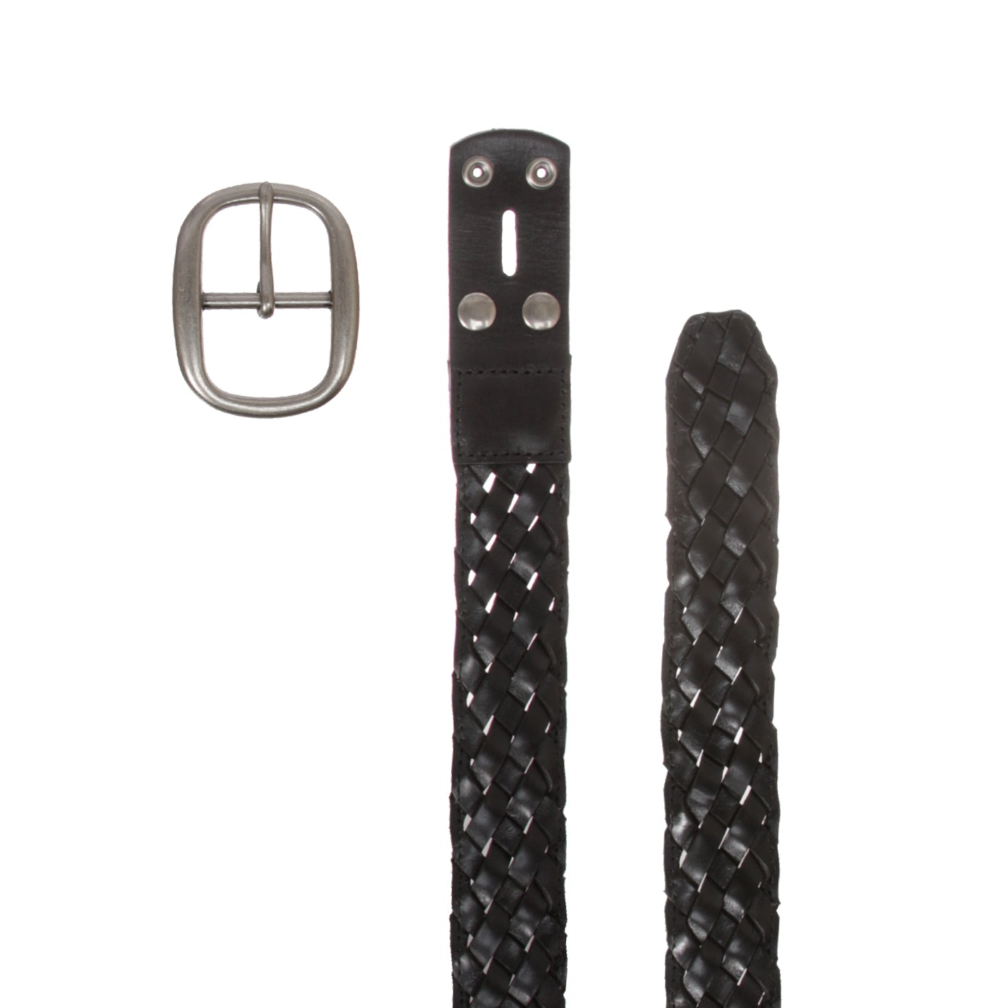 Womens 1 1/2" (38 mm) Snap On Oval Braided Woven Oil Tanned Leather Belt - OnlineBelts