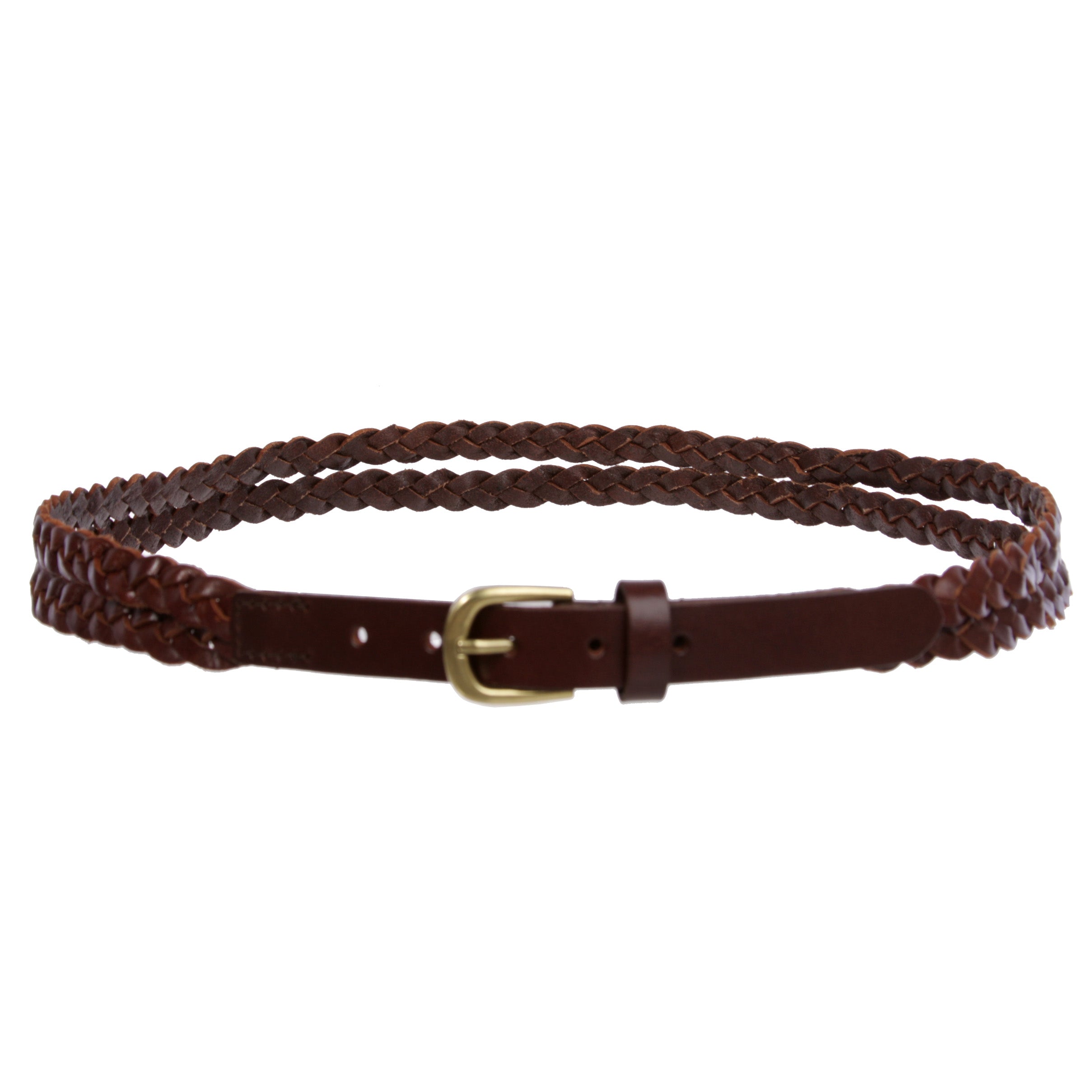 Women's Double Braided Skinny Leather Belt - OnlineBelts