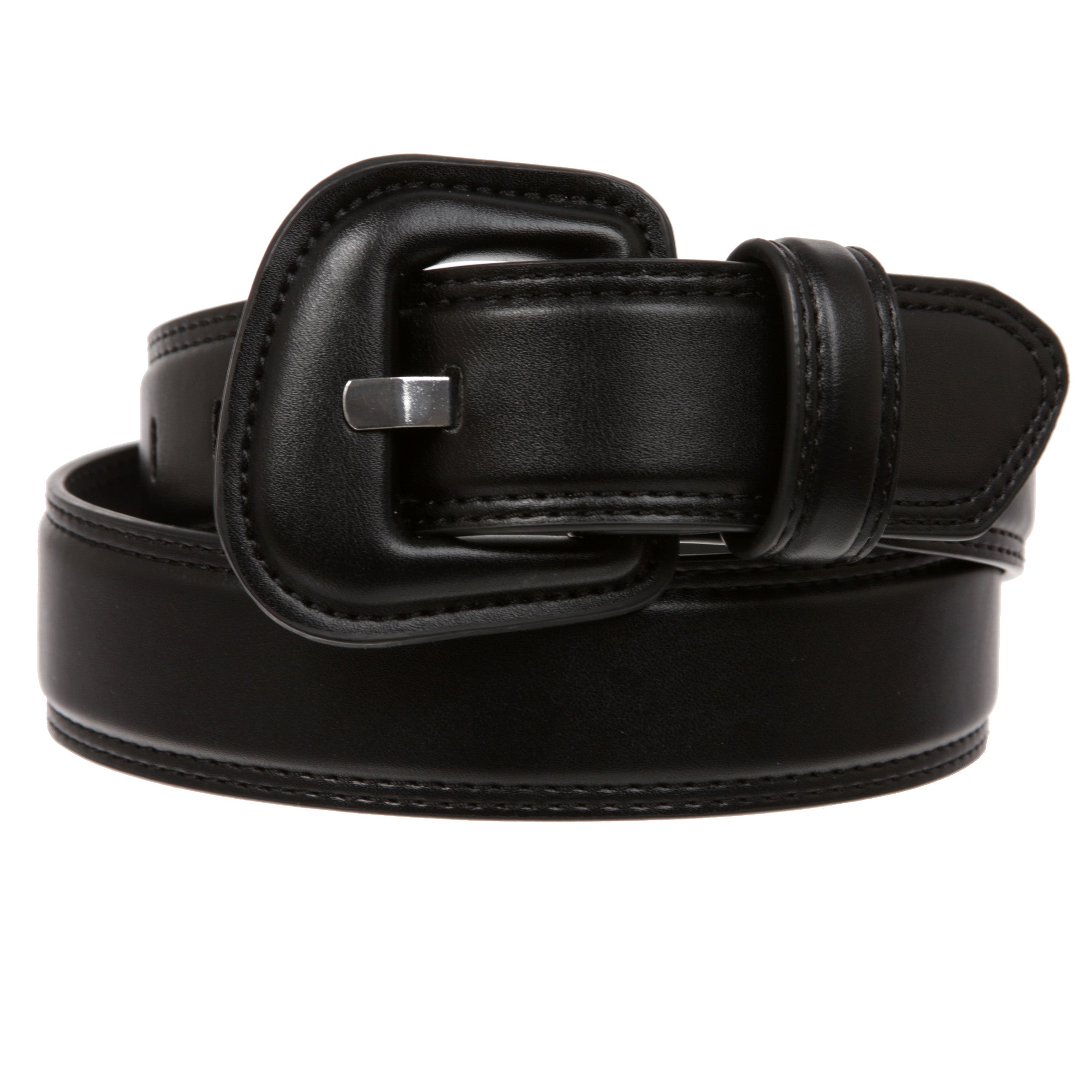 Women's 1.5" Fashion Faux Leather Belt with Sculpted Padded Buckle for Jeans, Dresses and Daily Outfits