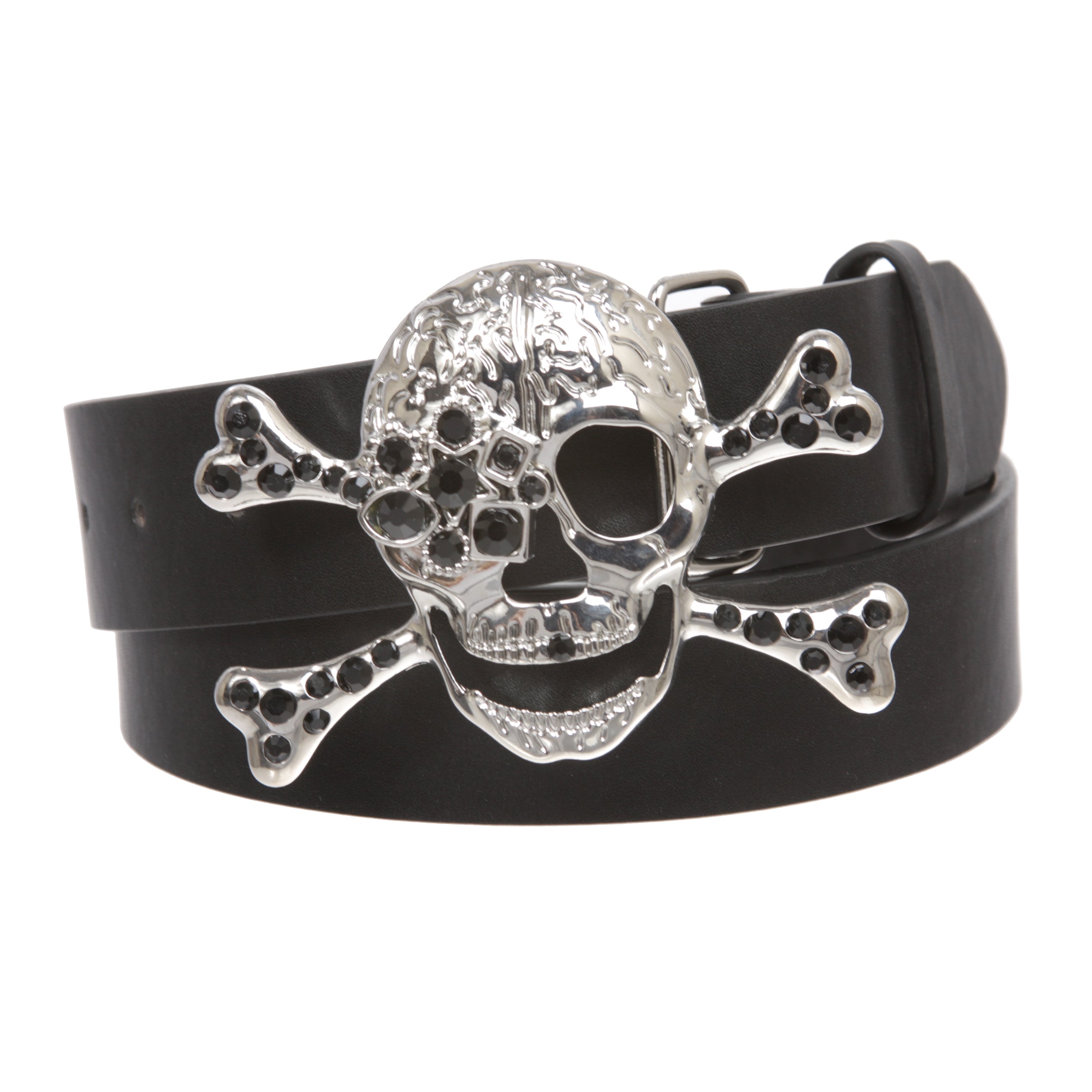 Rhinestone Skull & Crossbones Belt - Pirate Costume Style Combo - OnlineBelts