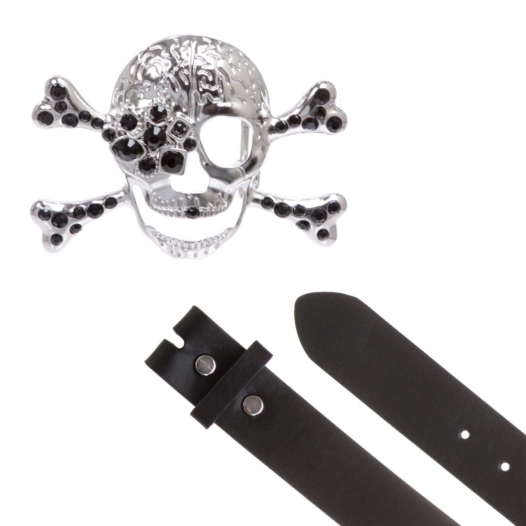 Rhinestone Skull & Crossbones Belt - Pirate Costume Style Combo - OnlineBelts