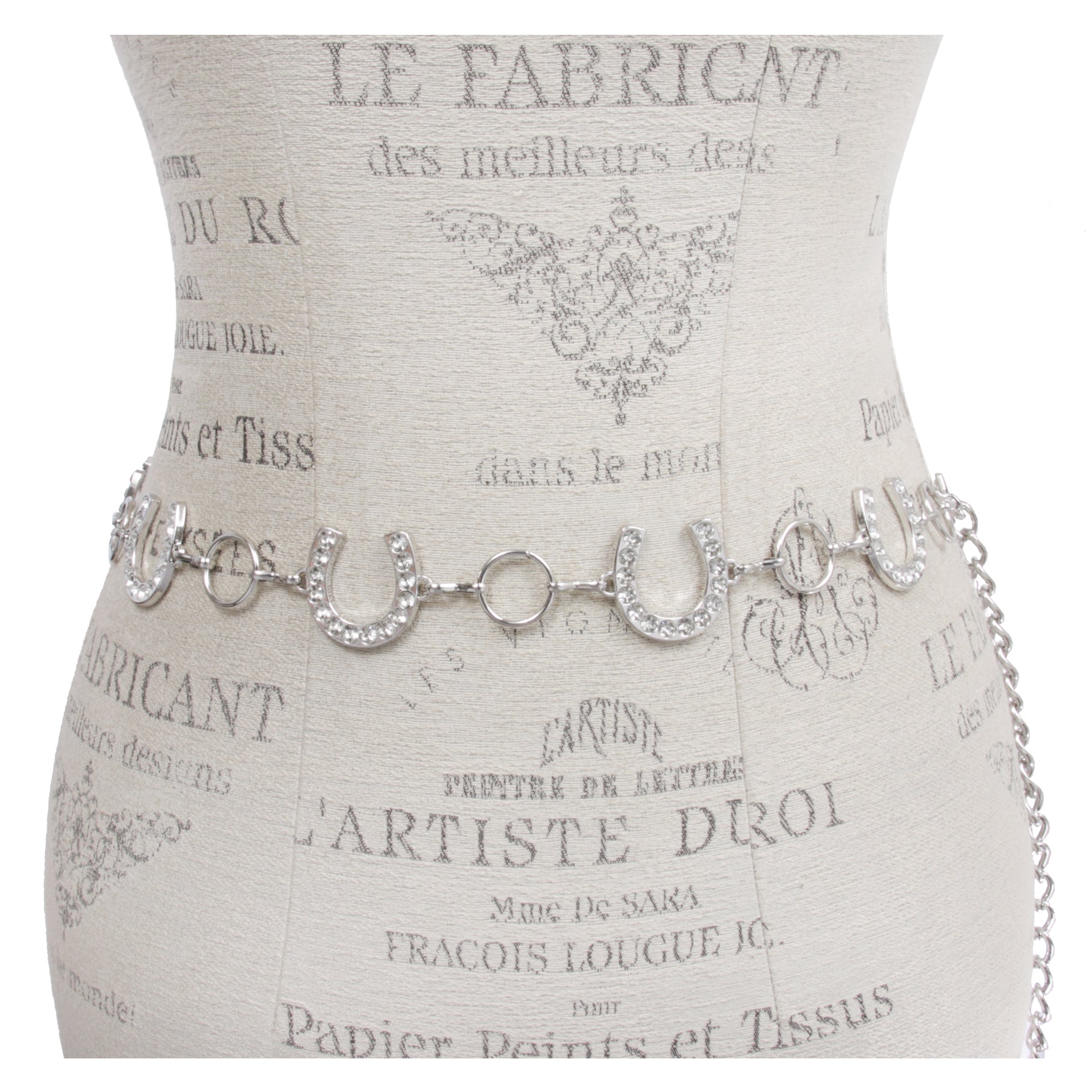 Crystal Horseshoe Chain Belt or Women - Adjustable Fashion Waist Chain - OnlineBelts