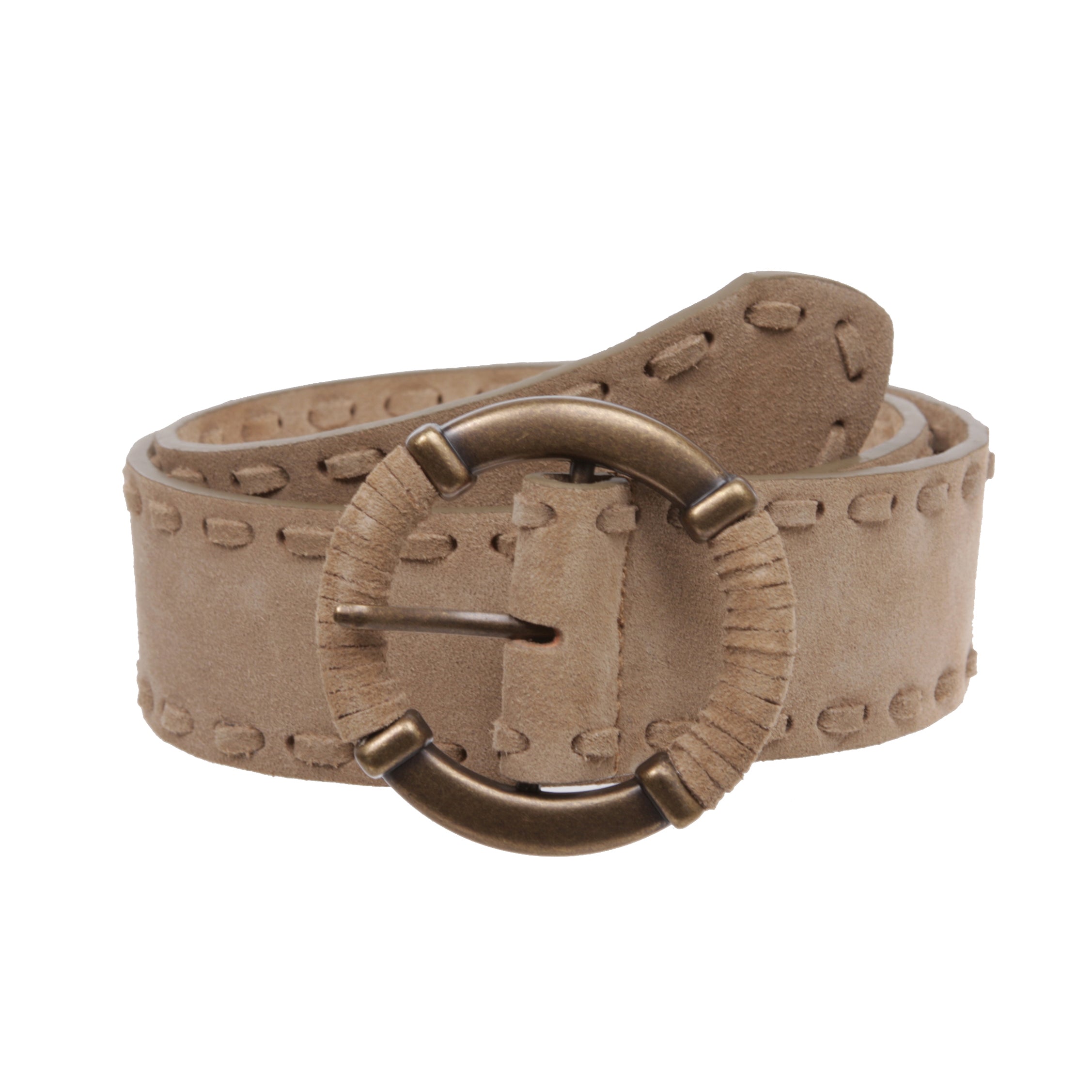 Women's 1 7/8" Lace Edged Braided Cow Suede Leather Round Belt - OnlineBelts