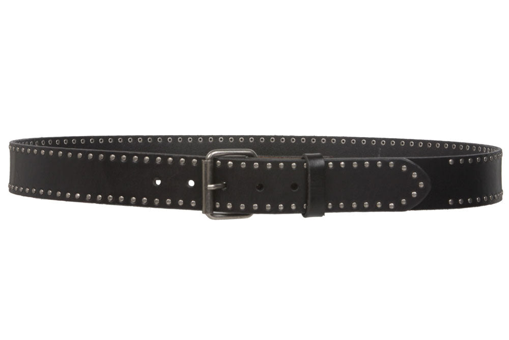 Genuine Vintage Retro Circle Studded Leather Belt - Interchangeable buckle - OnlineBelts