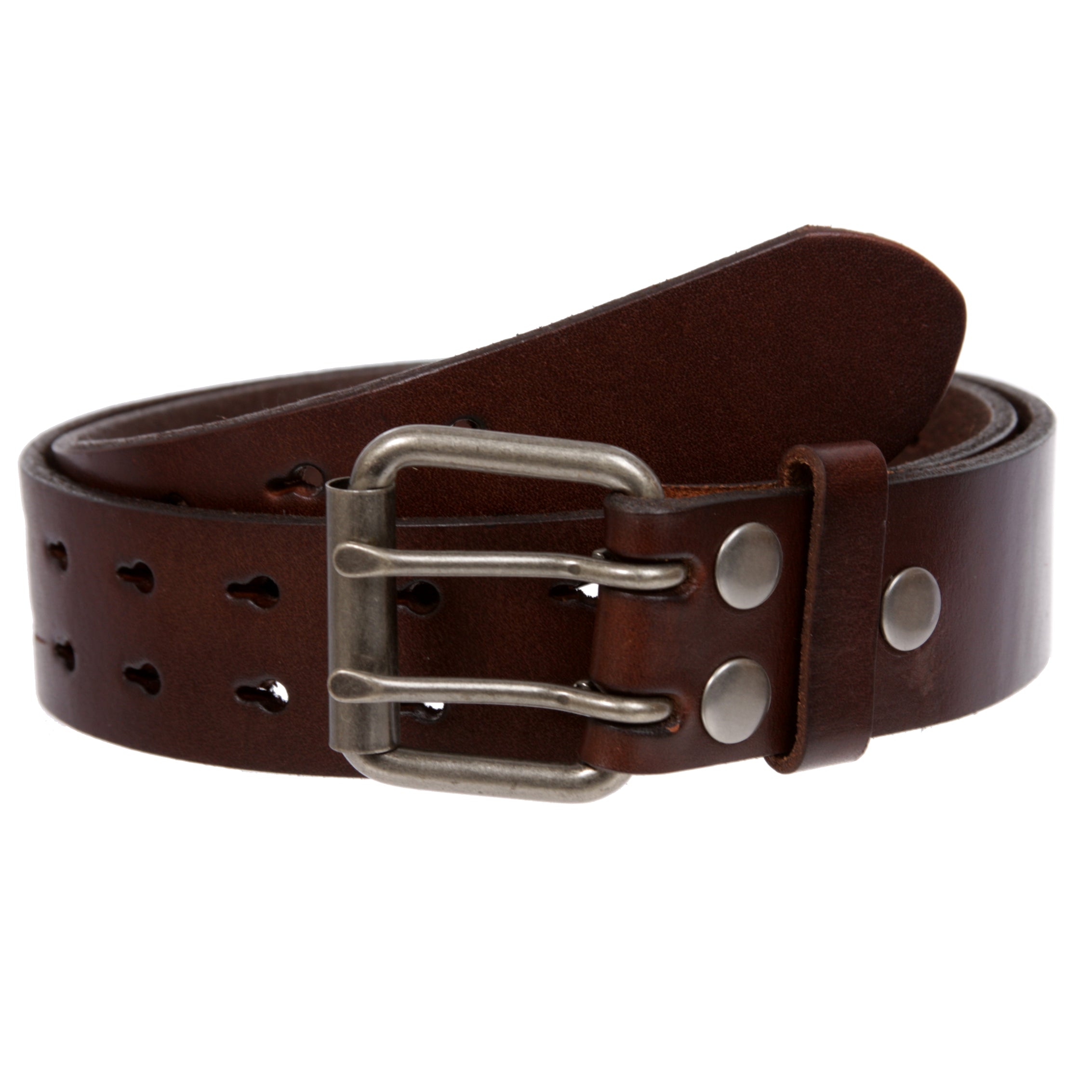 Men's 1.5" Snap-On Heavy Duty Leather Belt with Double Roller Buckle - OnlineBelts