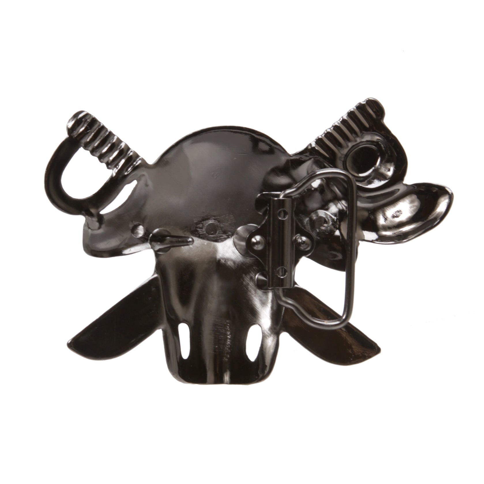 Gunmetal Pirate Skull Rhinestone Belt Buckle, 4.75"x3.25" - OnlineBelts