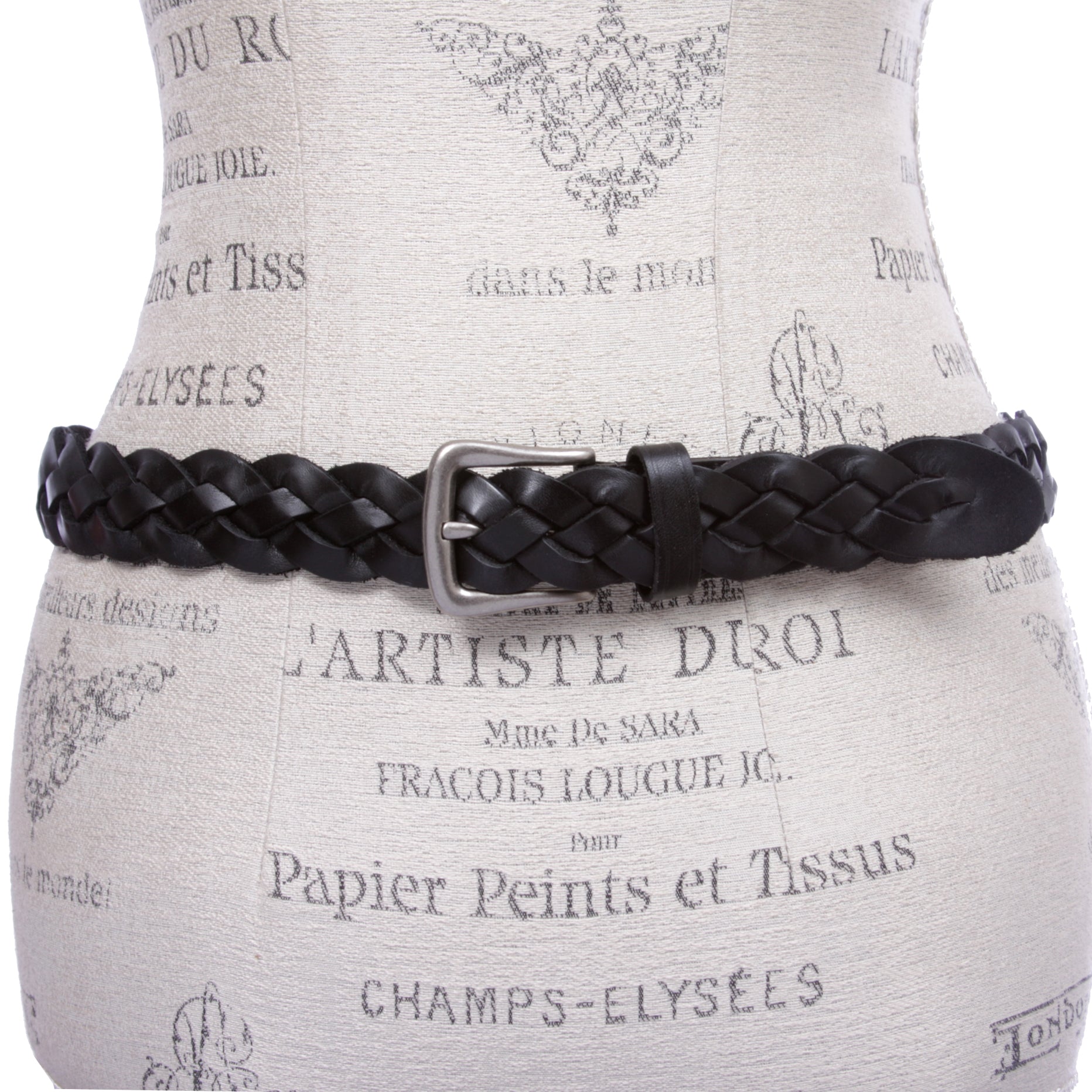 Women's 1 1/8" Braided Woven Skinny Narrow Leather Belt