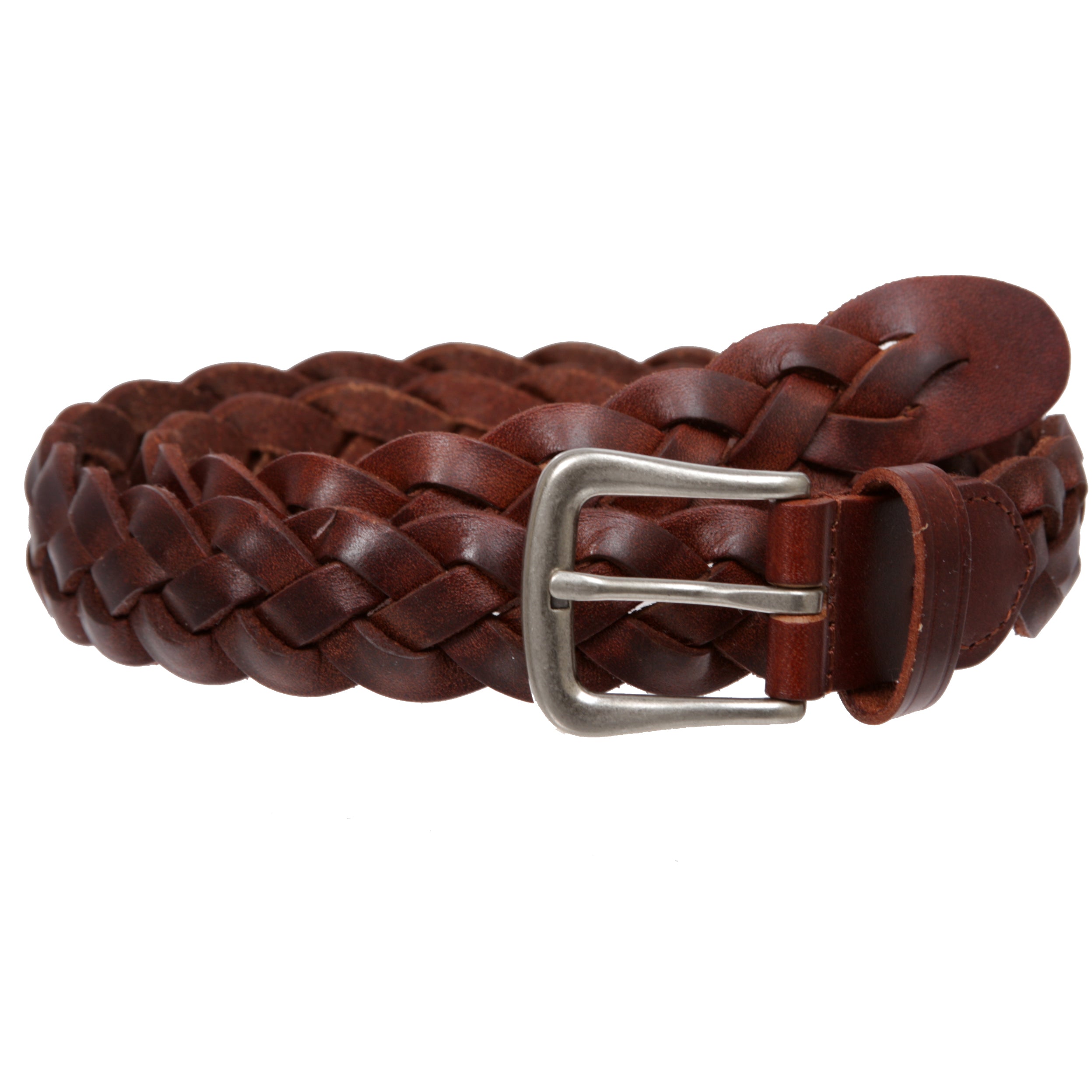 Women's 1 1/8" Braided Woven Skinny Narrow Leather Belt