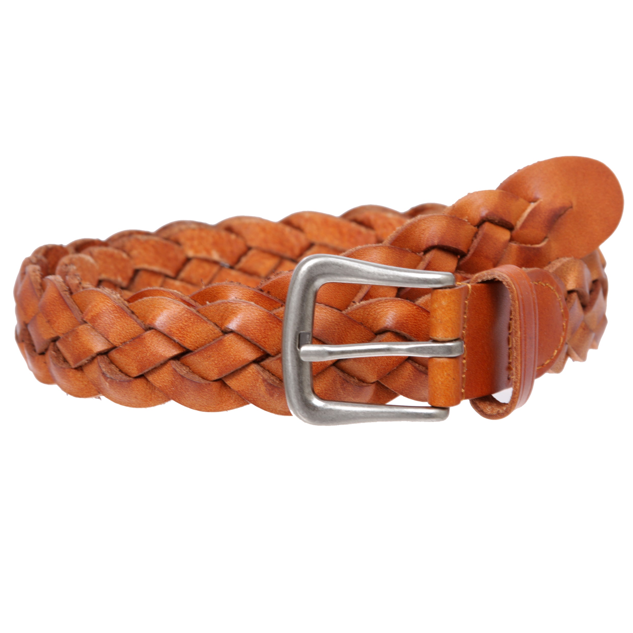 Women's 1 1/8" Braided Woven Skinny Narrow Leather Belt