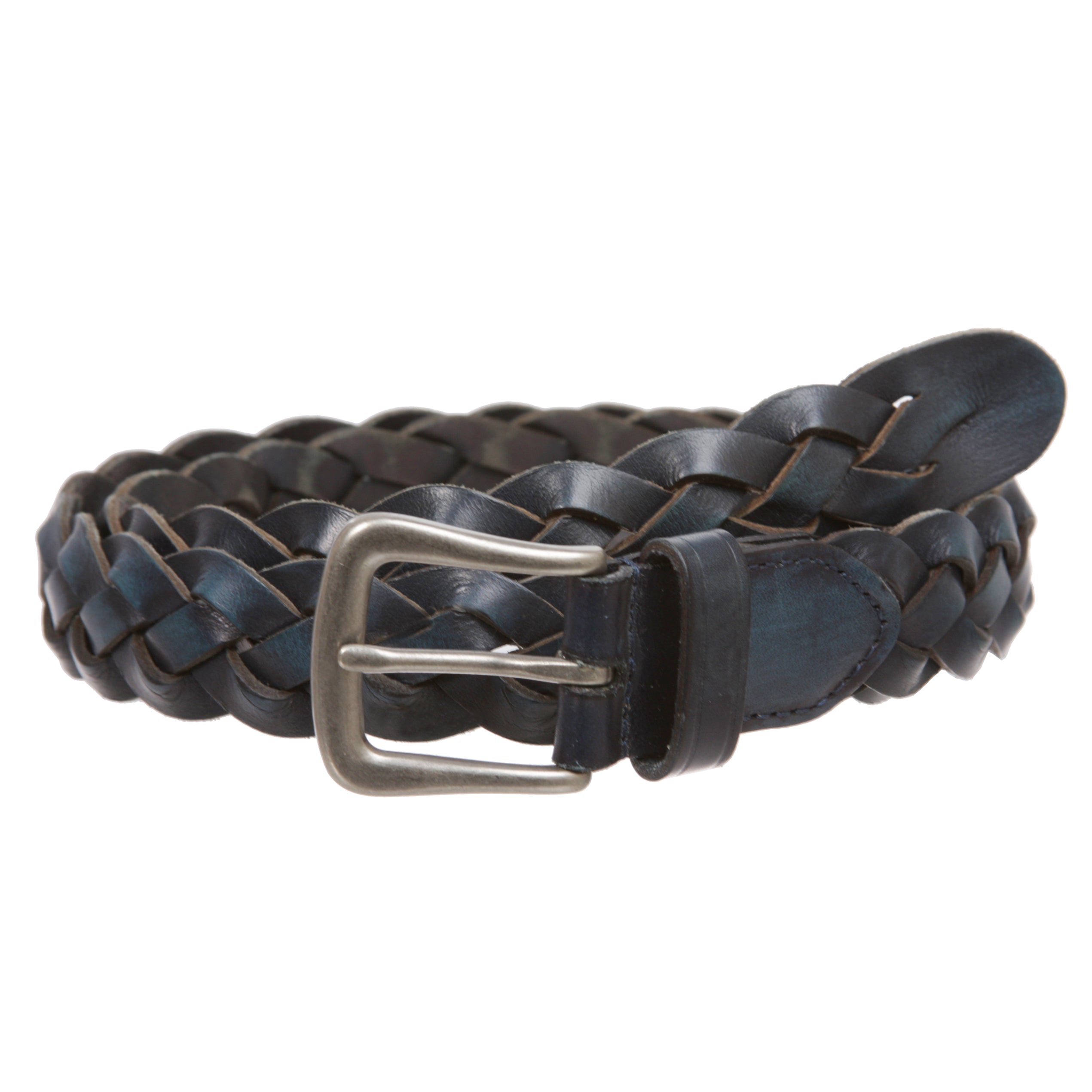 Women's 1 1/8" Braided Woven Skinny Narrow Leather Belt