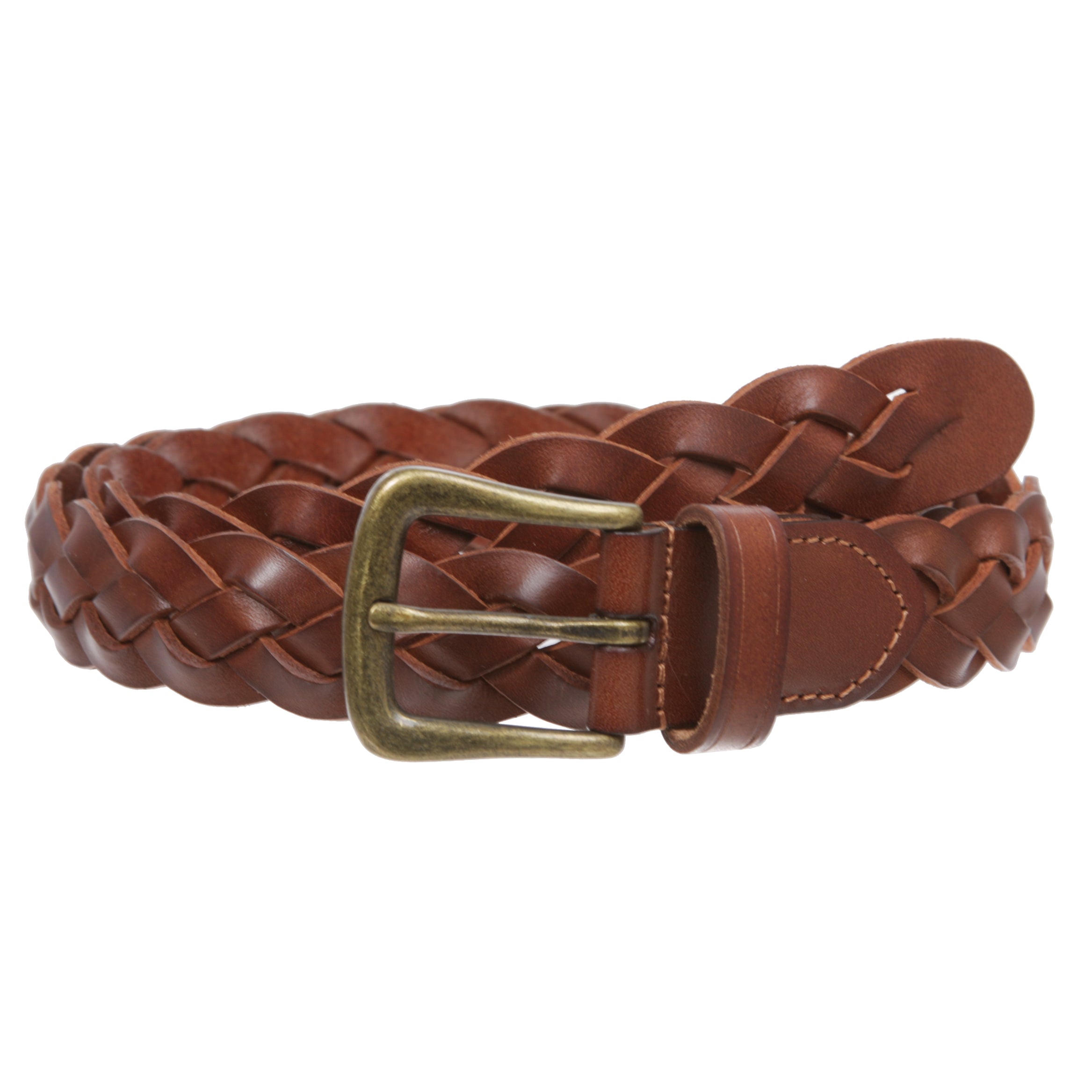 Women's 1 1/8" Braided Woven Skinny Narrow Leather Belt