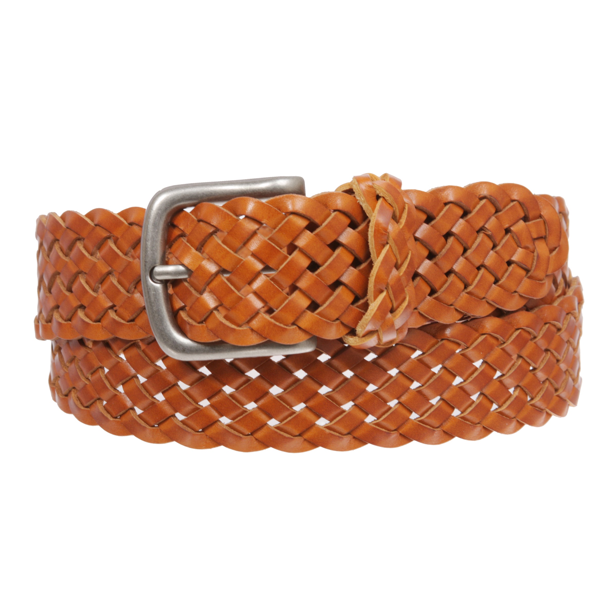 Women's 1 3/8" Braided Woven Solid Leather Belt - OnlineBelts