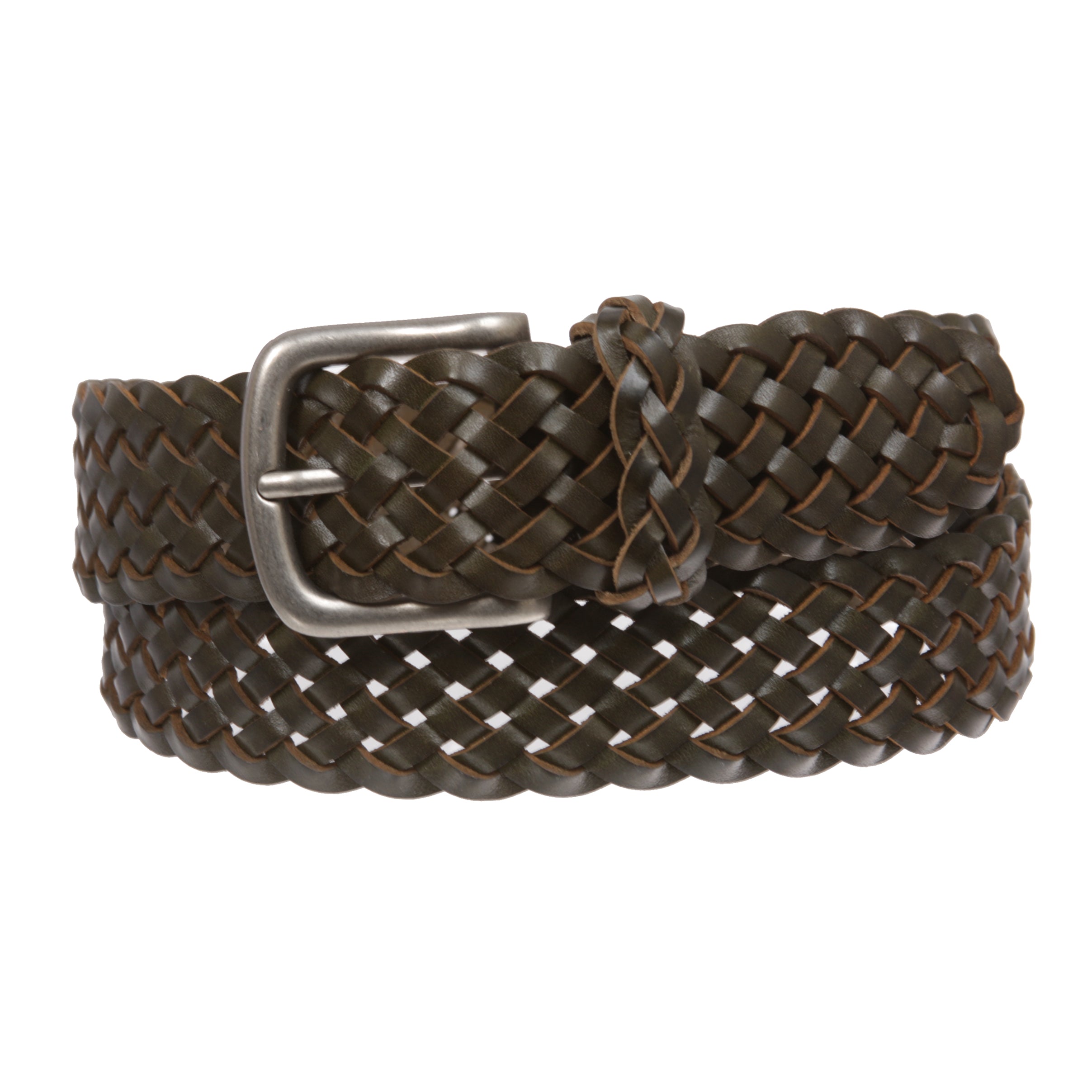 Women's 1 3/8" Braided Woven Solid Leather Belt - OnlineBelts