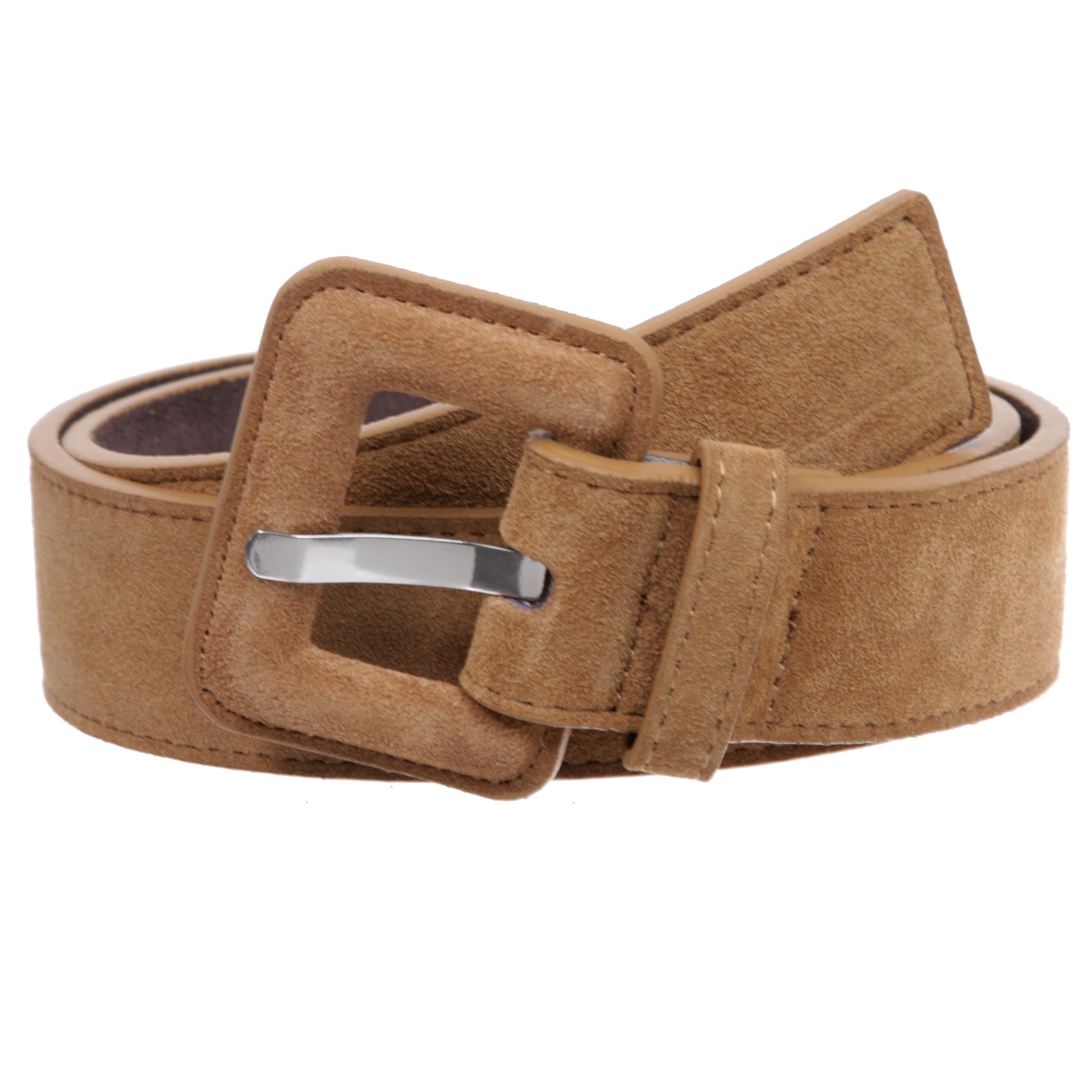 1 1/2" Inch Stitching-Edged Suede Leather Belt - OnlineBelts