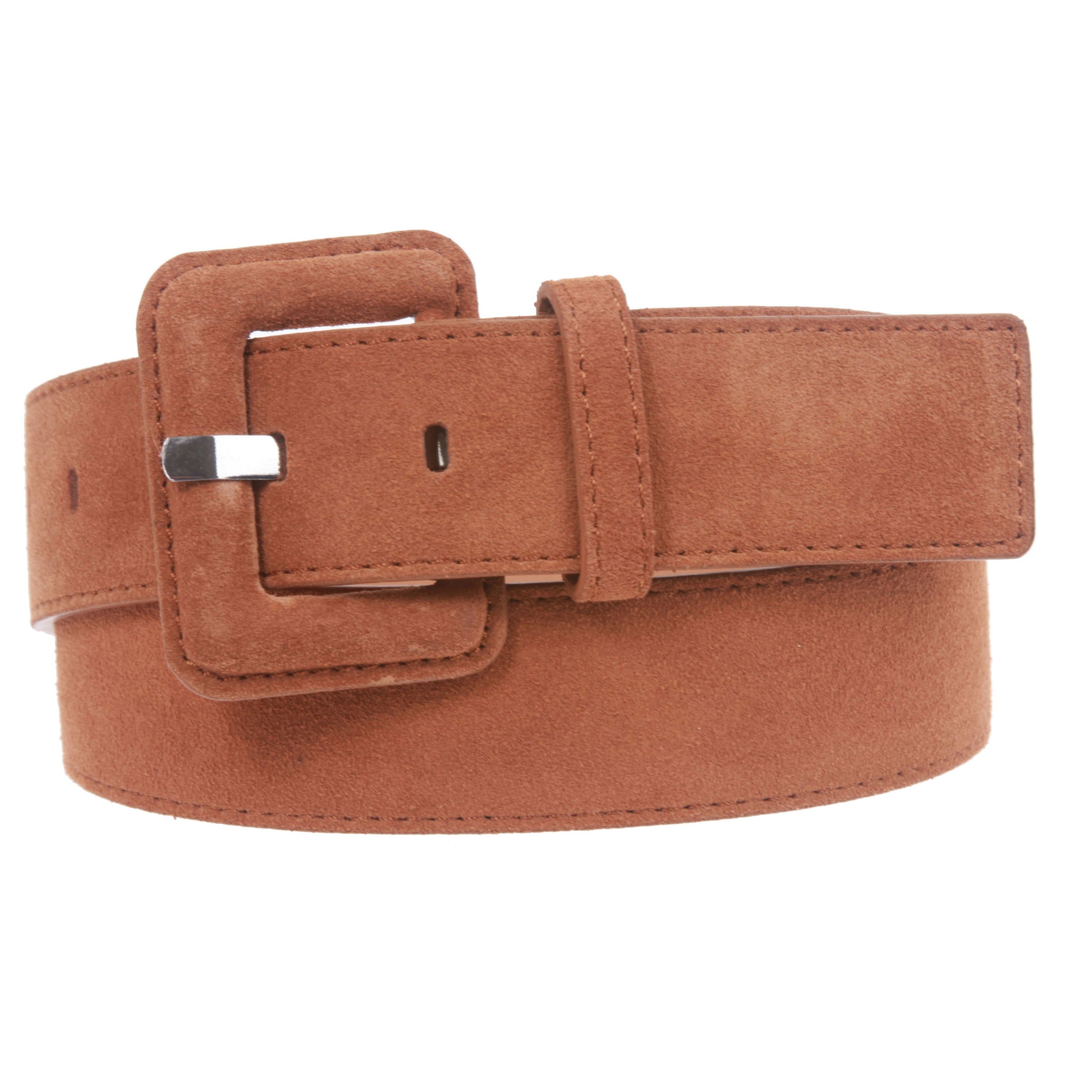 1 1/2" Inch Stitching-Edged Suede Leather Belt - OnlineBelts