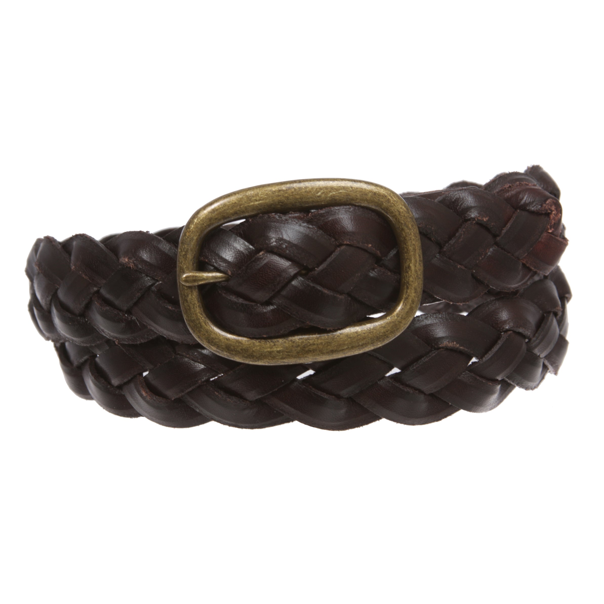 Women's 1 1/4" Braided Woven Cowhide Top Full Grain Solid Two-Tone 3D Style Vintage Leather Belt