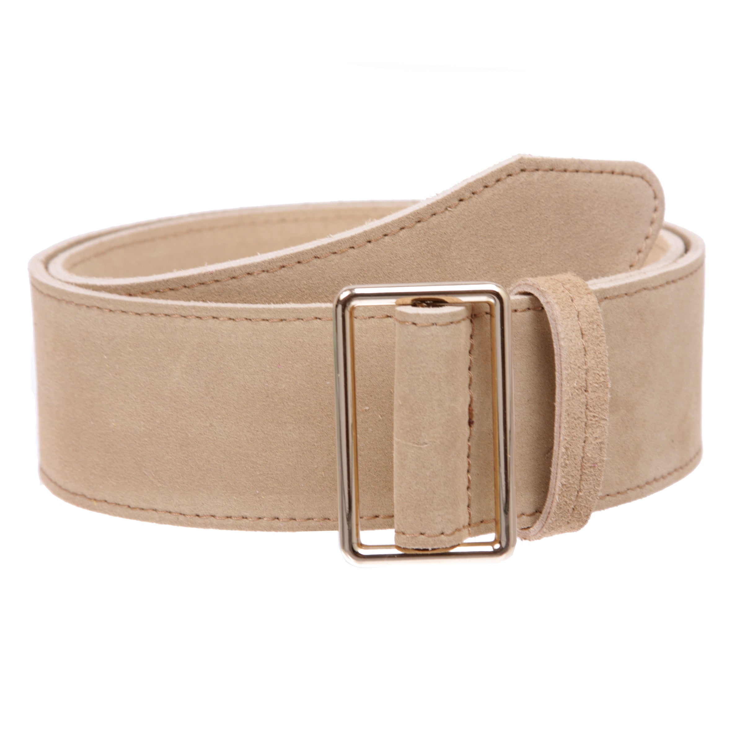 Women's 2" Wide High Waist Pull-Through Prong-less No Holes Plain Suede Dress Belt - OnlineBelts
