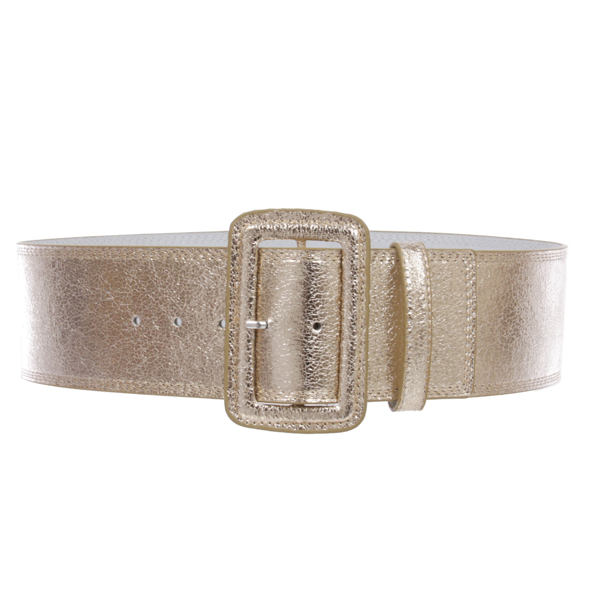 Women's 3" Wide High Waist Fashion Stitch Rectangular Leather Belt - OnlineBelts