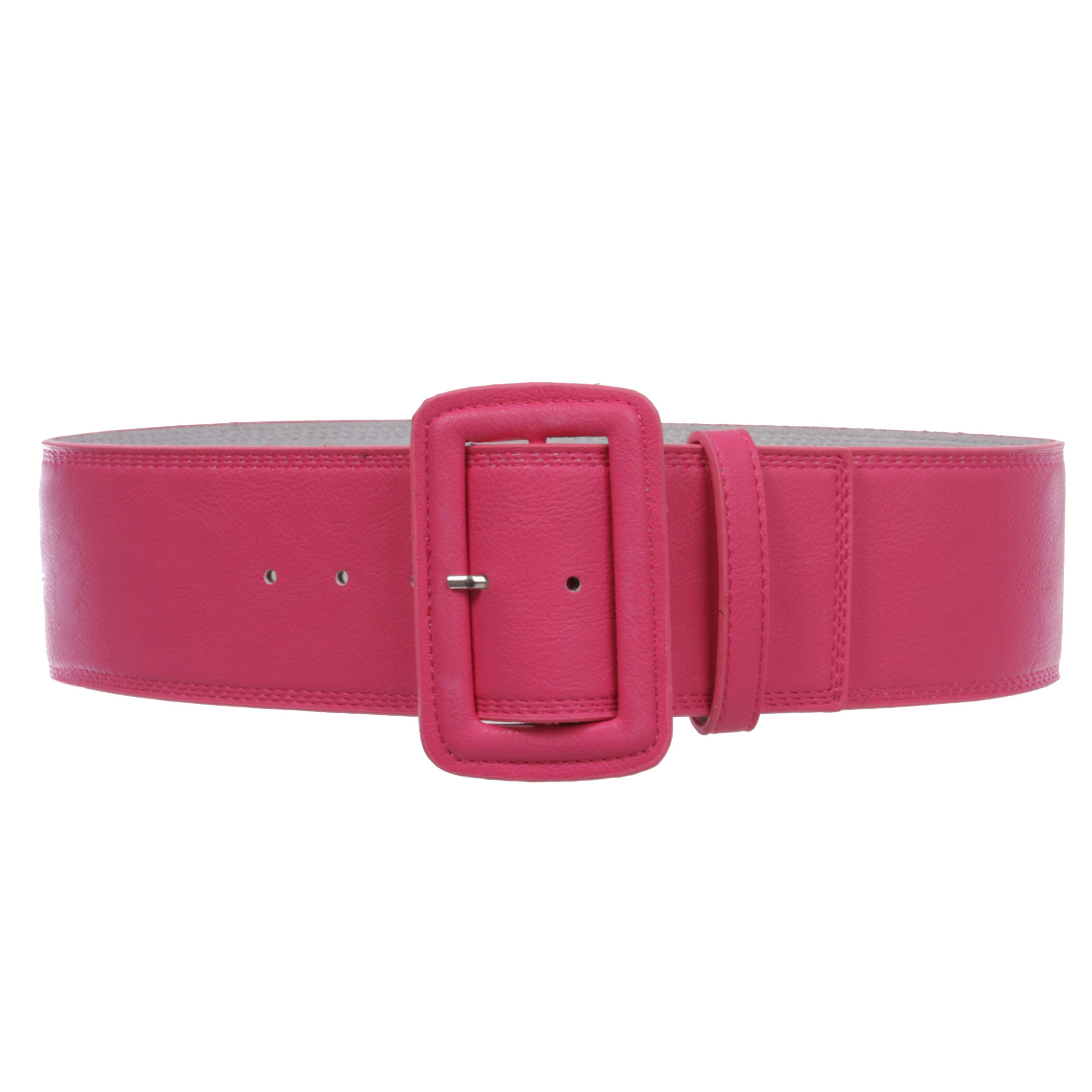 Women's 3" Wide High Waist Fashion Stitch Rectangular Leather Belt - OnlineBelts
