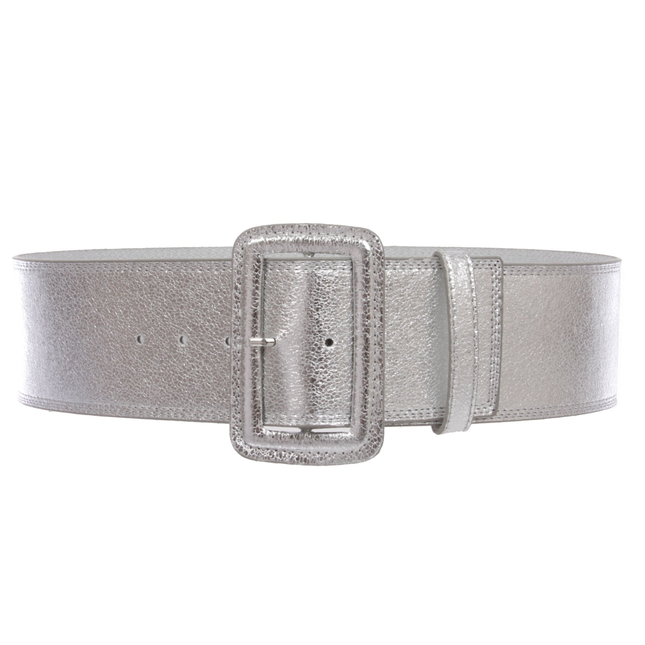 Women's 3" Wide High Waist Fashion Stitch Rectangular Leather Belt - OnlineBelts