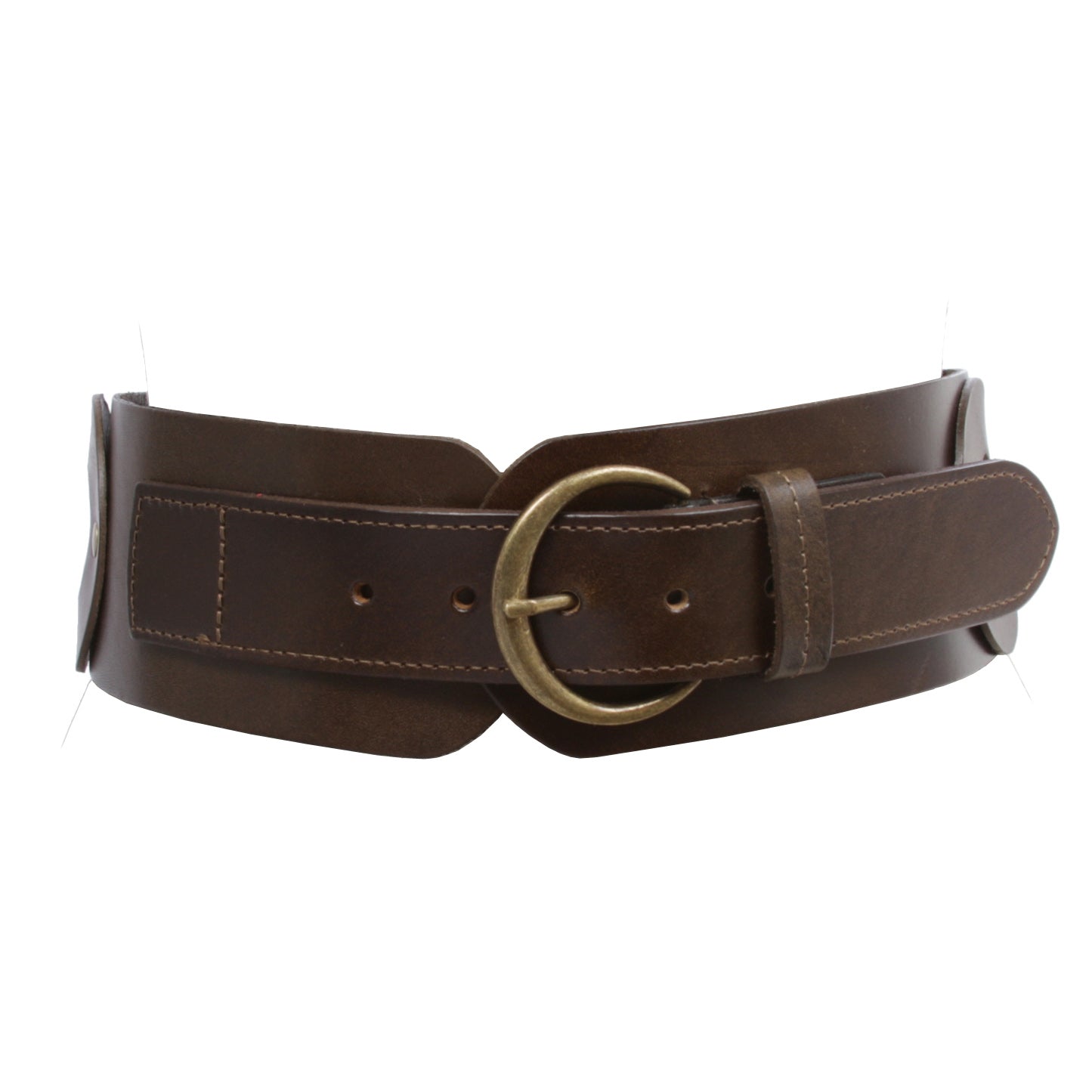 Ladies 3" (75 mm) Wide High Waist Round Disk Linked Braided Cowhide Top Full Grain Leather Belt - OnlineBelts