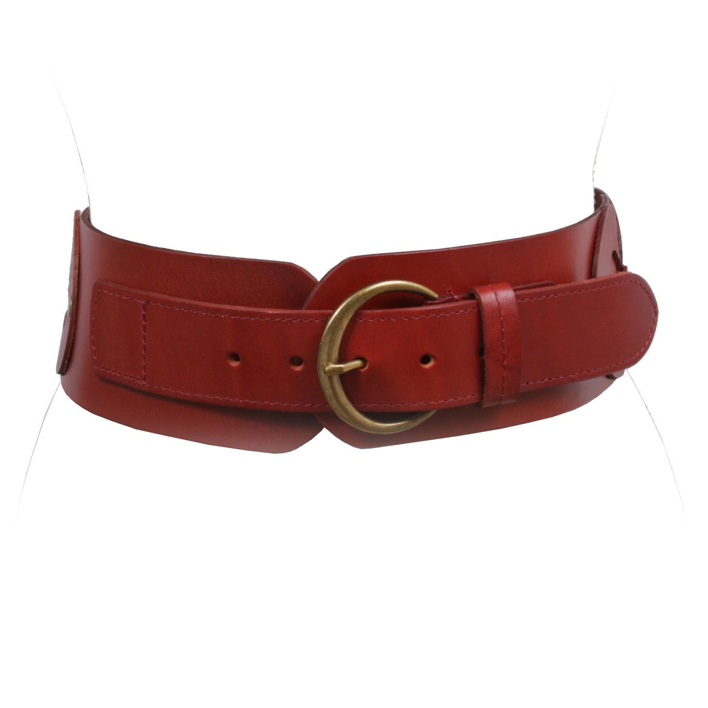 Ladies 3" (75 mm) Wide High Waist Round Disk Linked Braided Cowhide Top Full Grain Leather Belt - OnlineBelts
