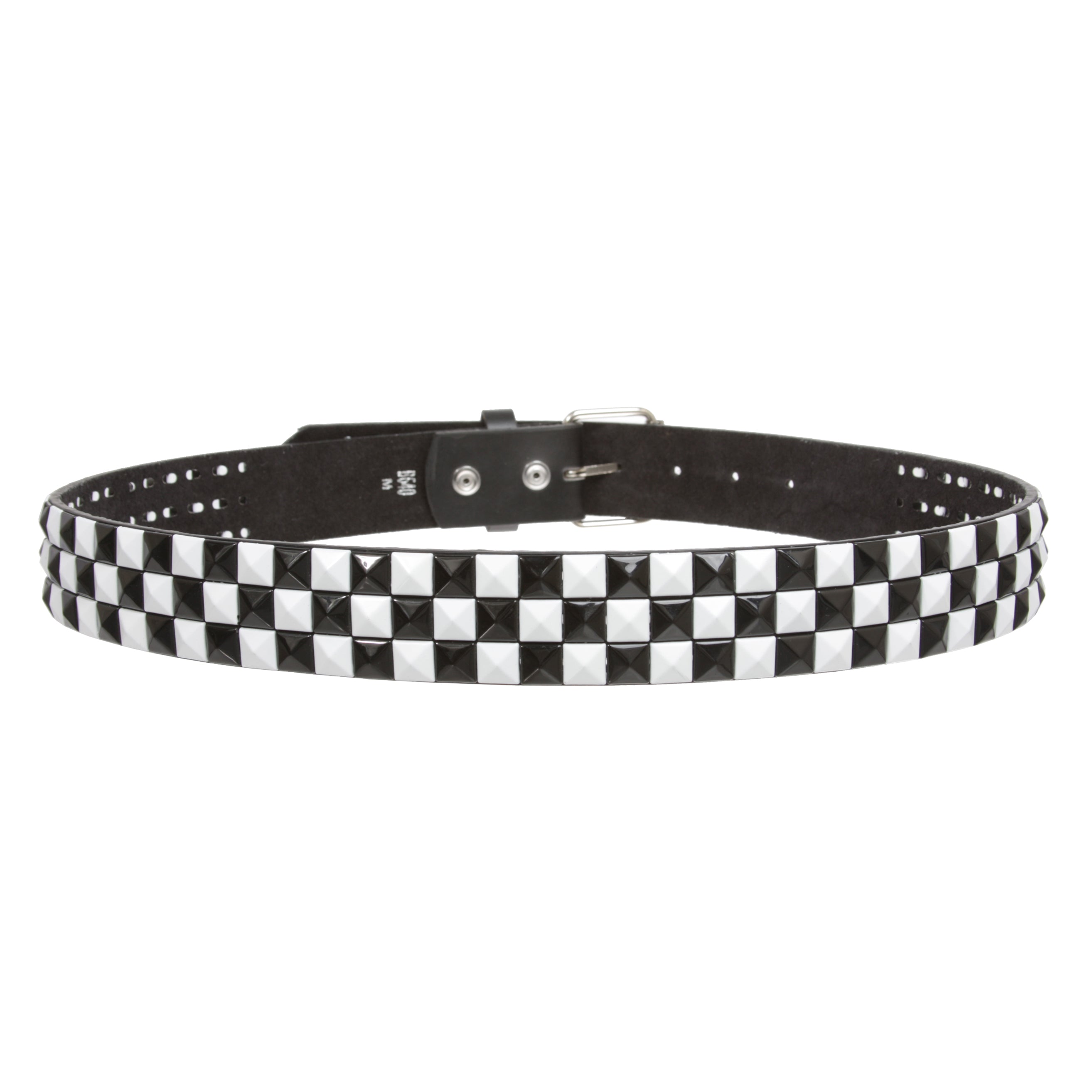 Pyramid Punk Rock Star Studded Checker Board Bonded Leather Belt