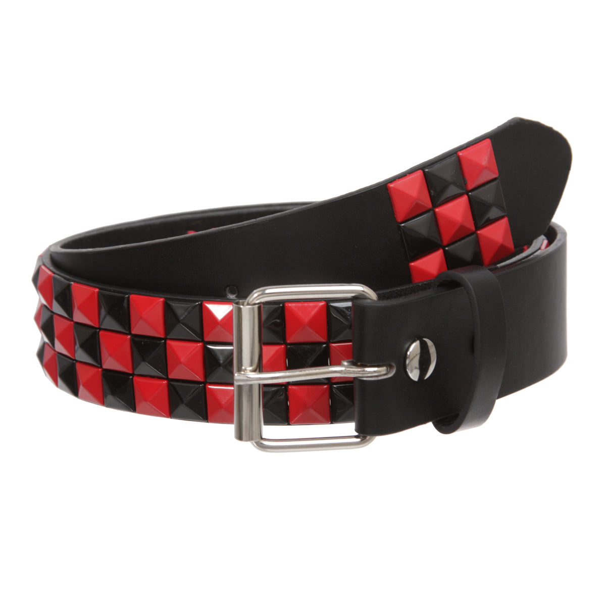 Pyramid Punk Rock Star Studded Checker Board Bonded Leather Belt