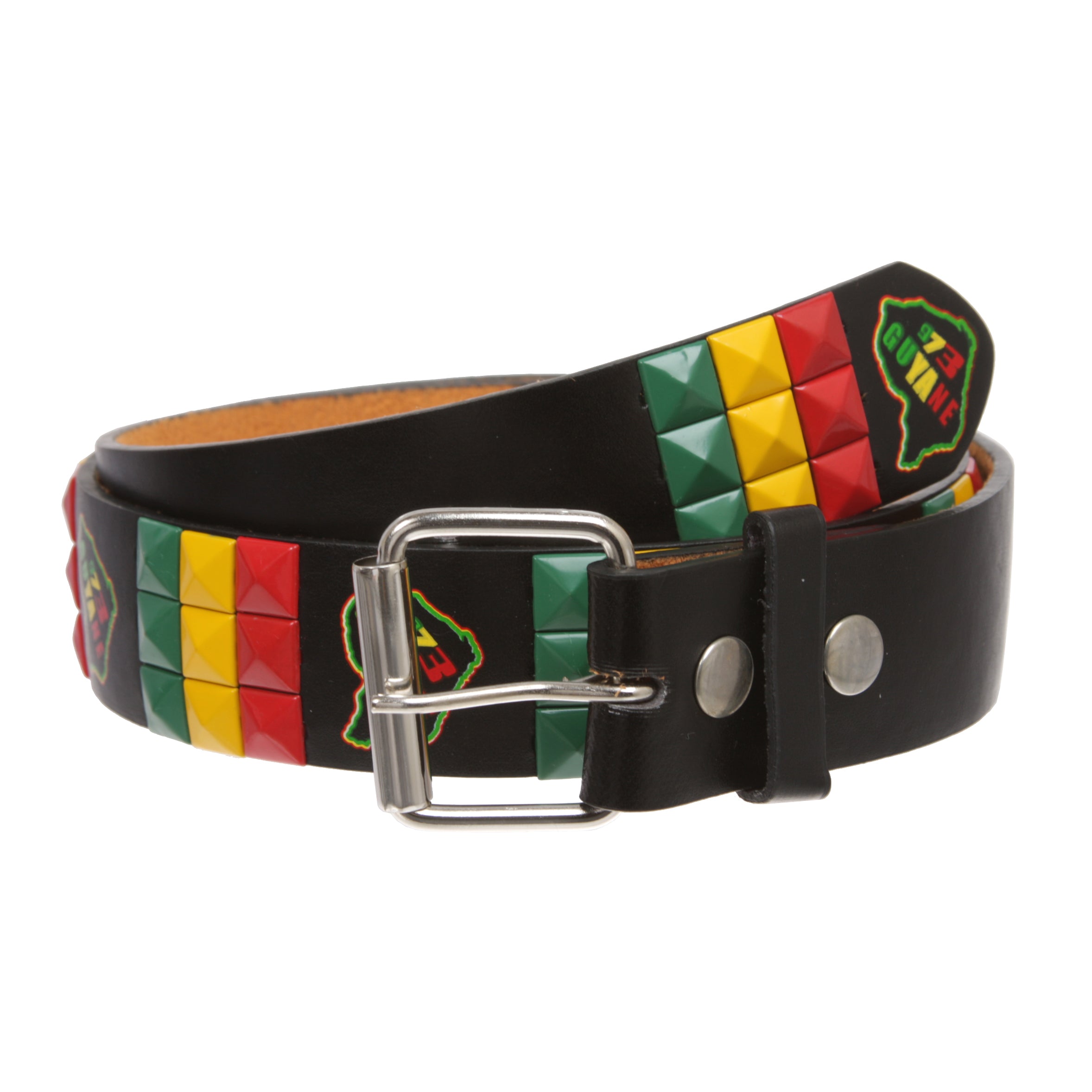 Snap On Punk Rock Star Pyramid Studded Checker Board Leather Belt - OnlineBelts