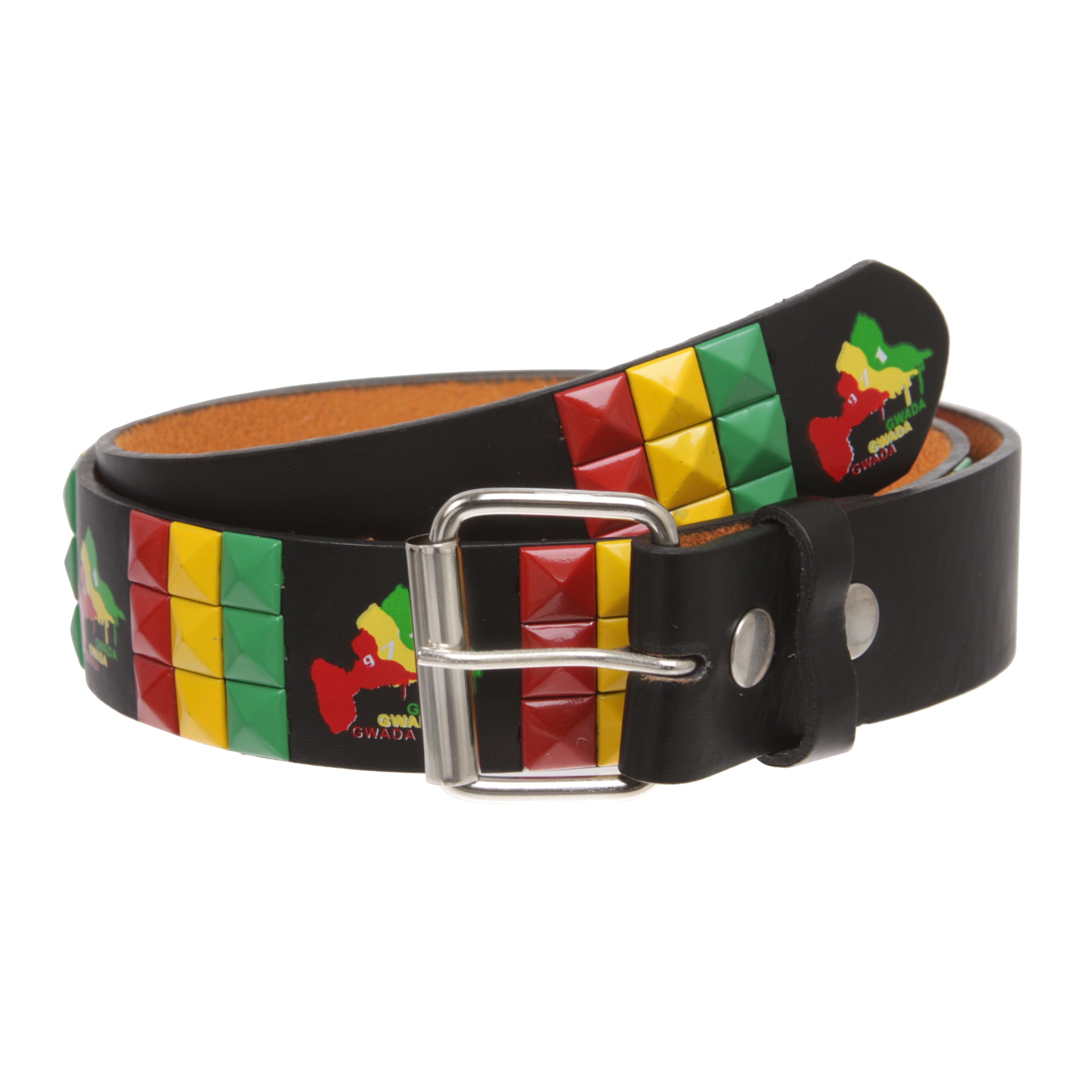 Snap On Punk Rock Star Pyramid Studded Checker Board Leather Belt - OnlineBelts