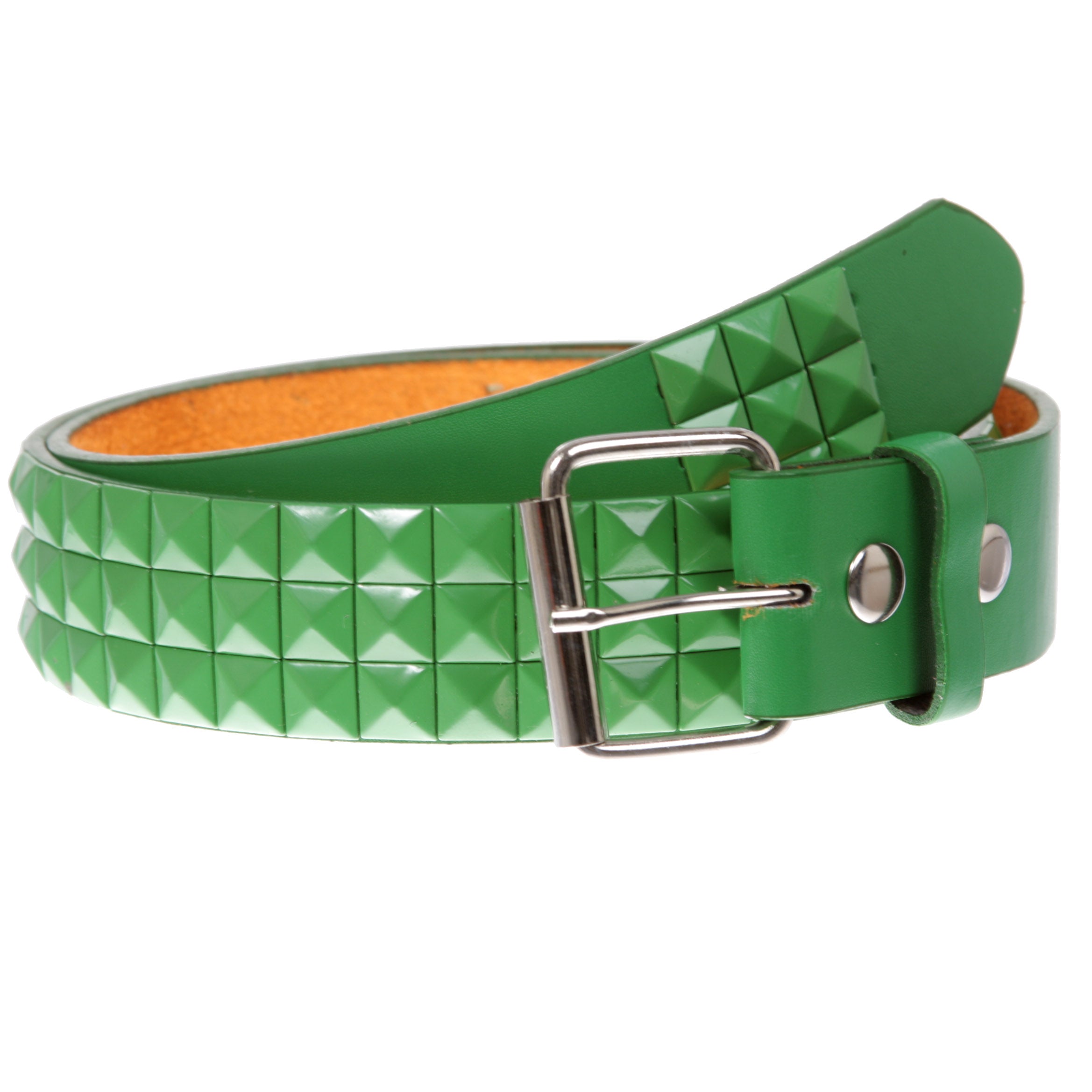Snap On Punk Rock Star Pyramid Studded Checker Board Leather Belt - OnlineBelts