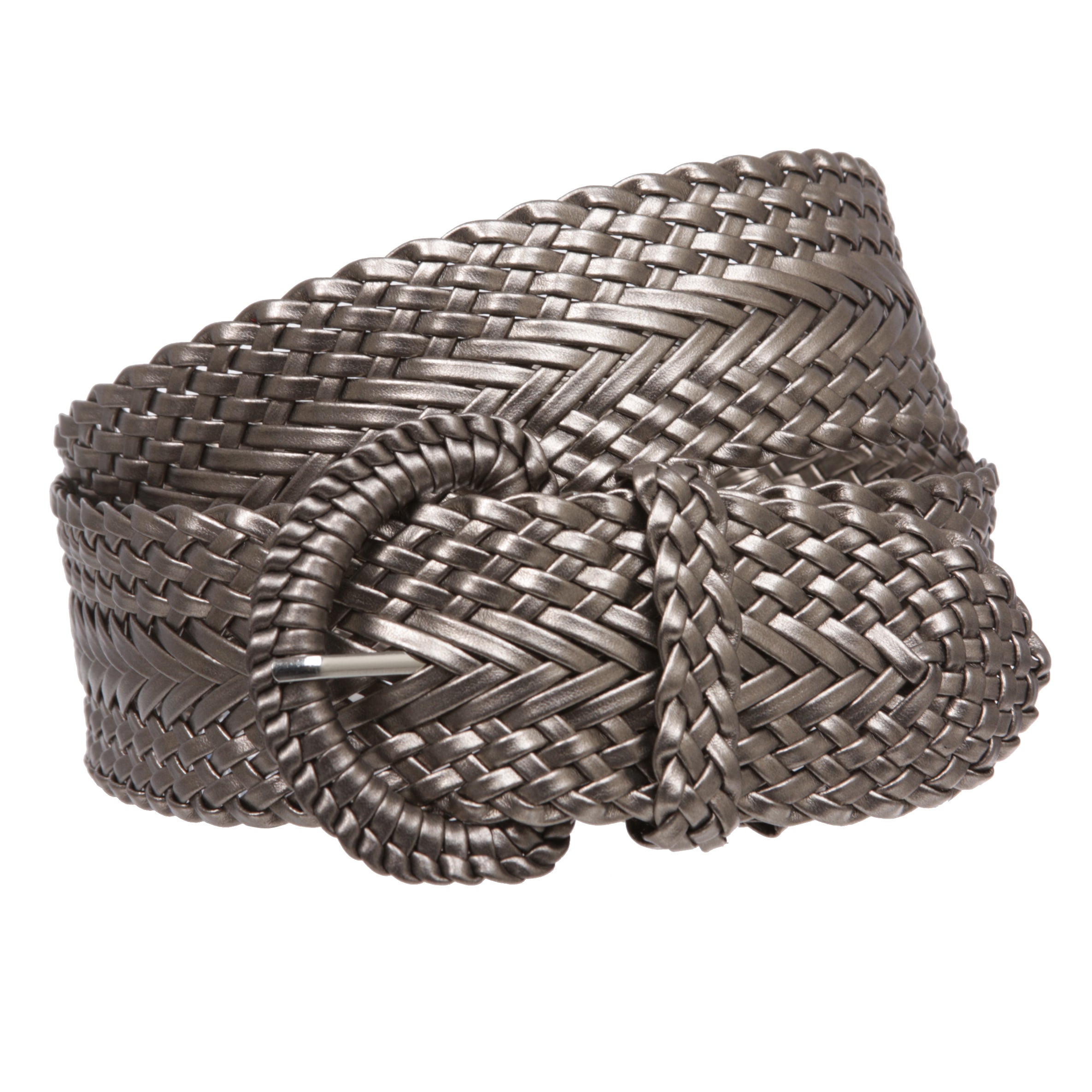 2 Inch Wide Hand Made Soft Metallic Woven Braided Round Belt - OnlineBelts