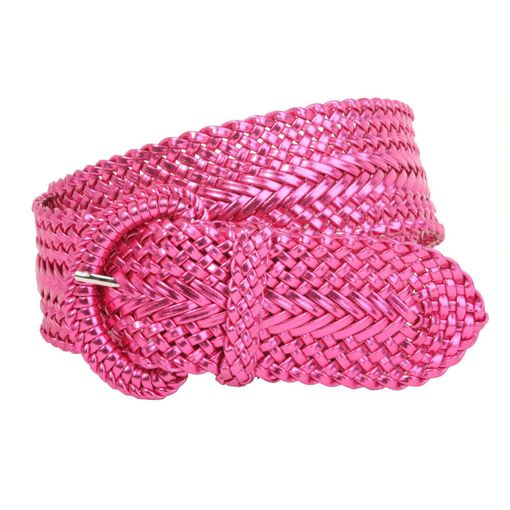 2 Inch Wide Hand Made Soft Metallic Woven Braided Round Belt - OnlineBelts