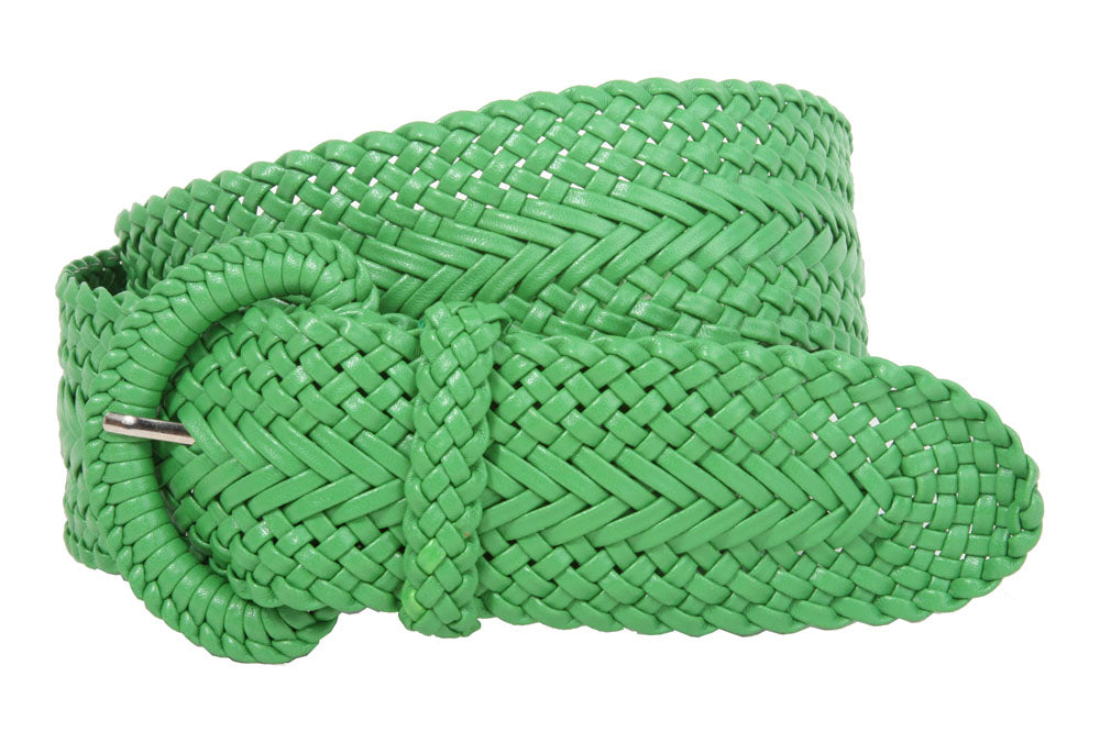 2 Inch Wide Hand Made Soft Metallic Woven Braided Round Belt - OnlineBelts