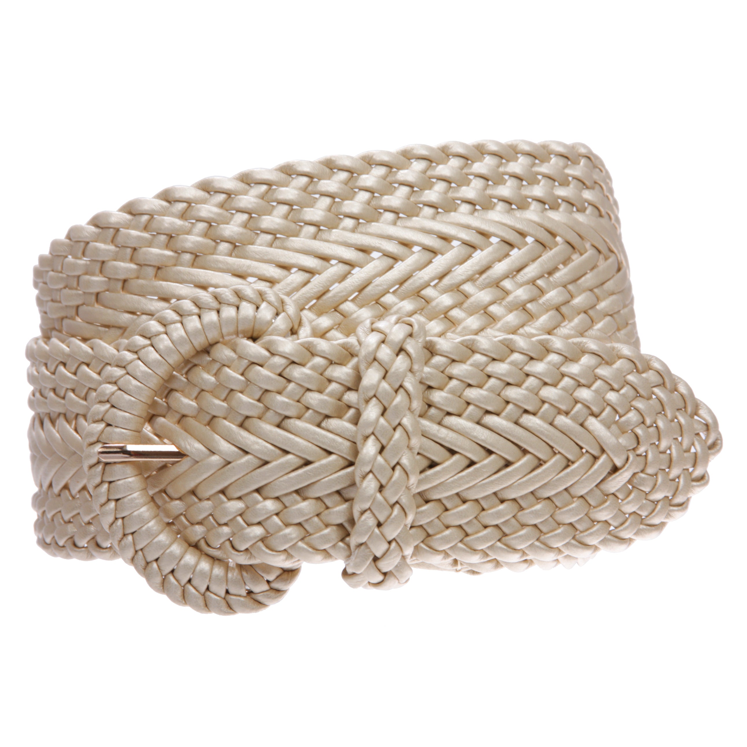 2 Inch Wide Hand Made Soft Metallic Woven Braided Round Belt - OnlineBelts