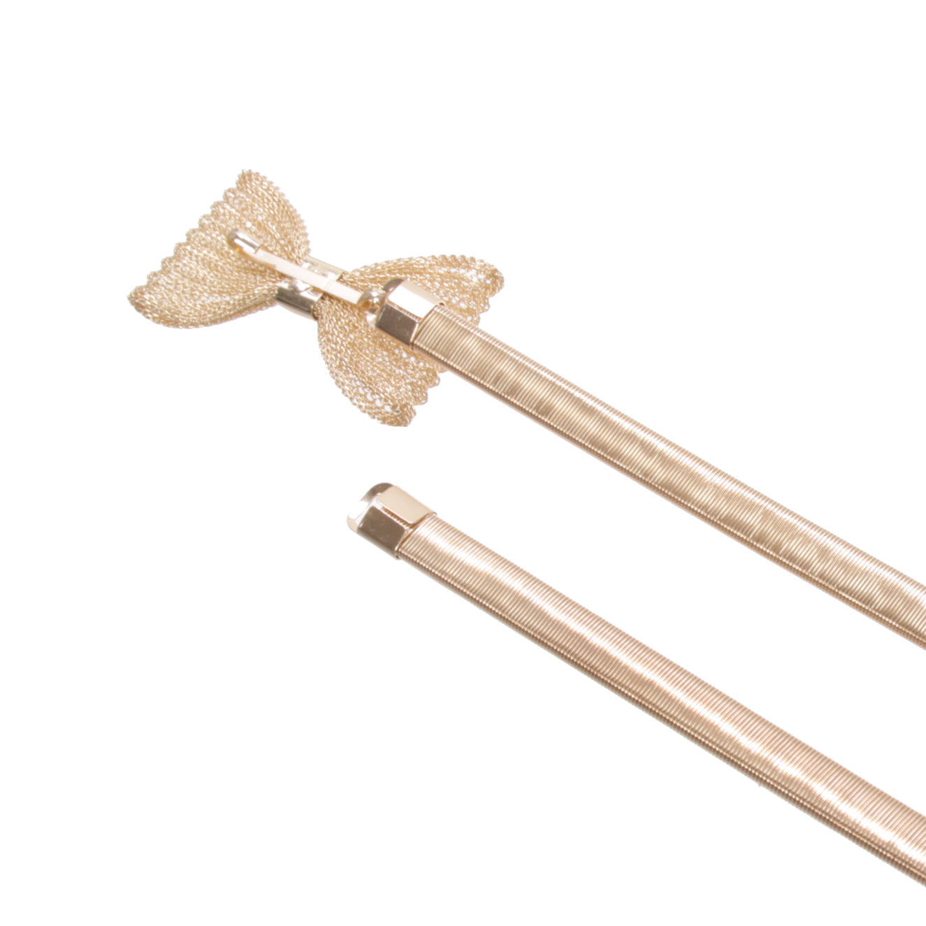 Women's Silver Metal Skinny Elastic Belt With Bow Tie Designed For Buckling - OnlineBelts