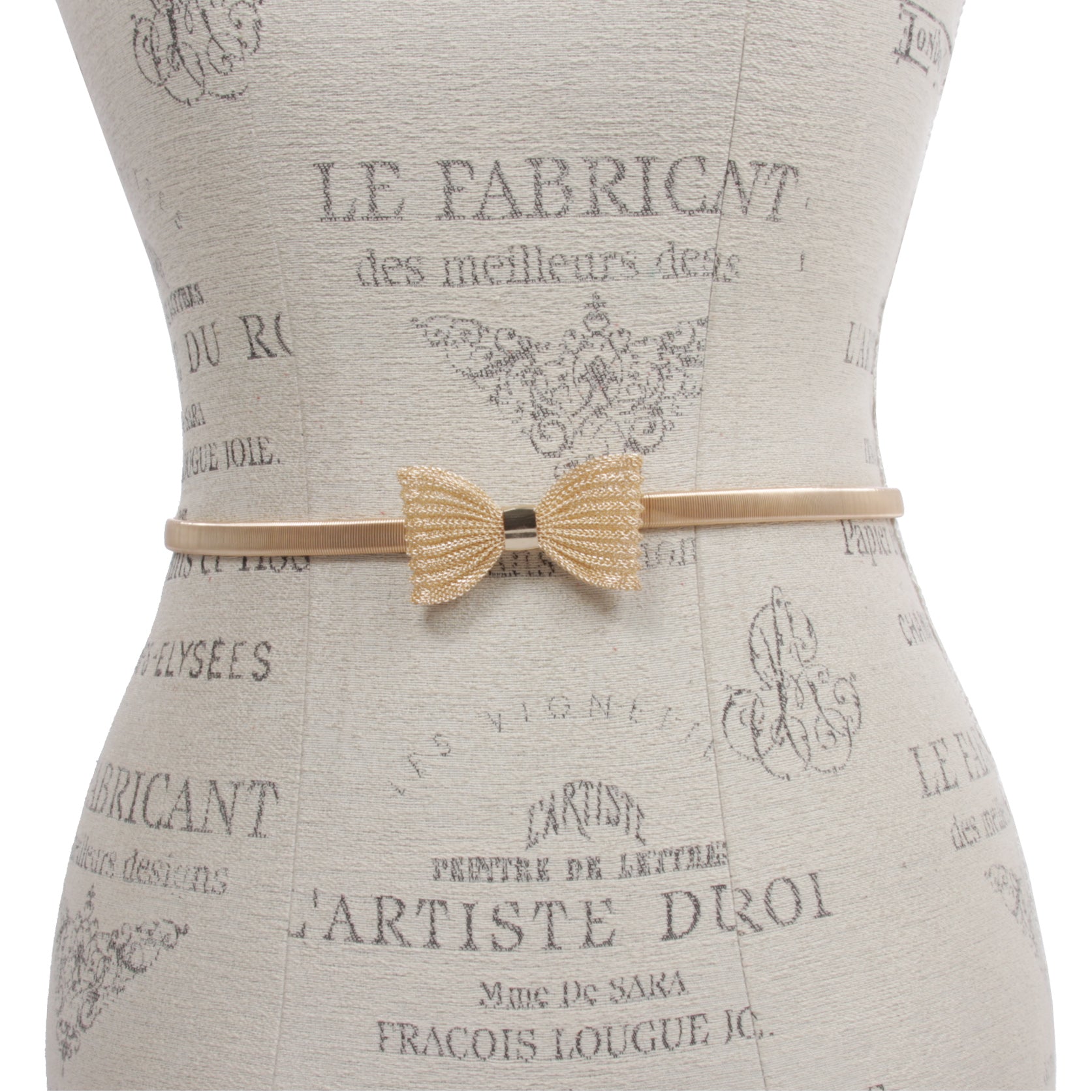 Women's Silver Metal Skinny Elastic Belt With Bow Tie Designed For Buckling - OnlineBelts