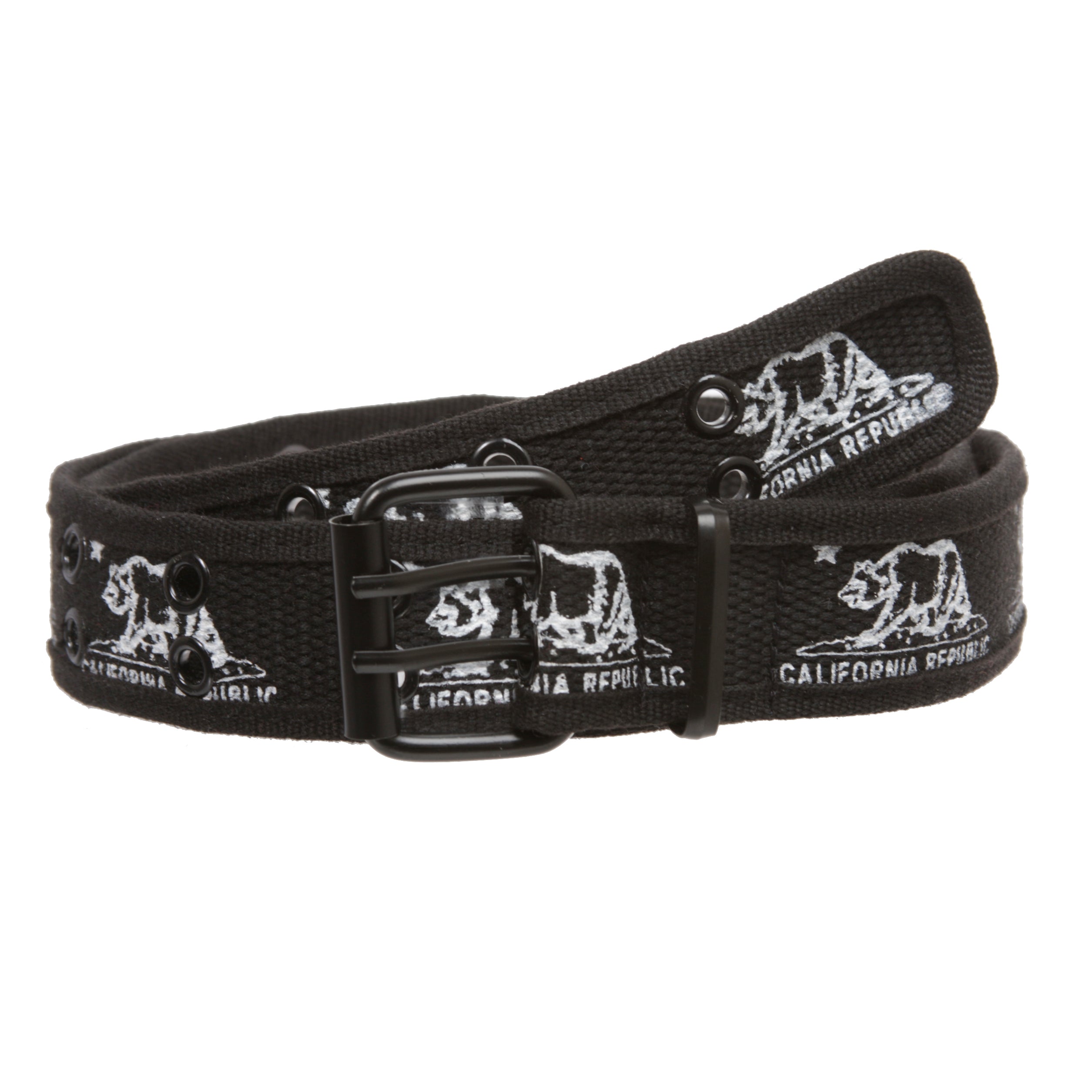 Double Hole Grommets Canvas California Republic Bear Flag Web Belt - OnlineBelts