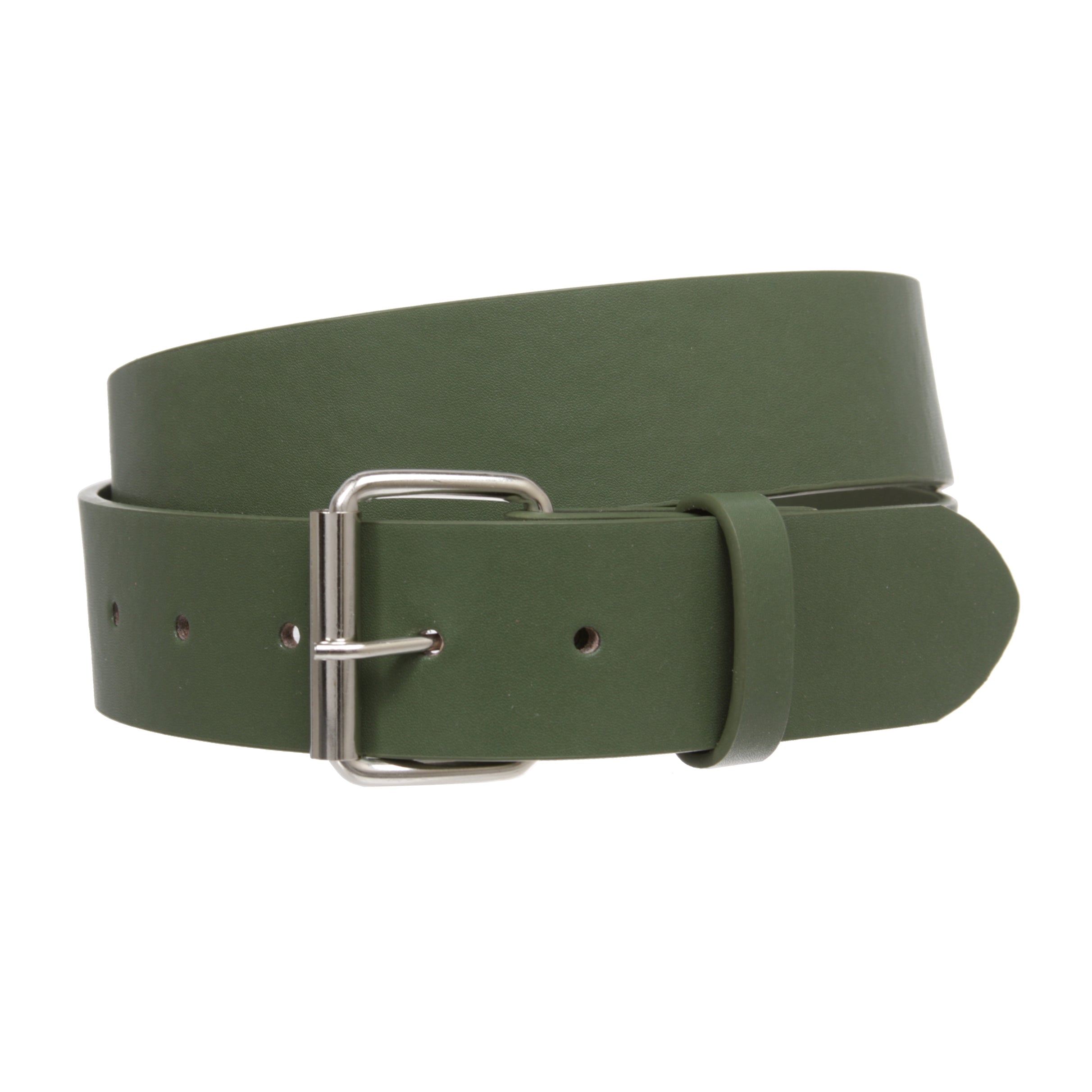 1 1/2" (38mm) Snap On Plain Leather Jean Belt With Roller Buckle