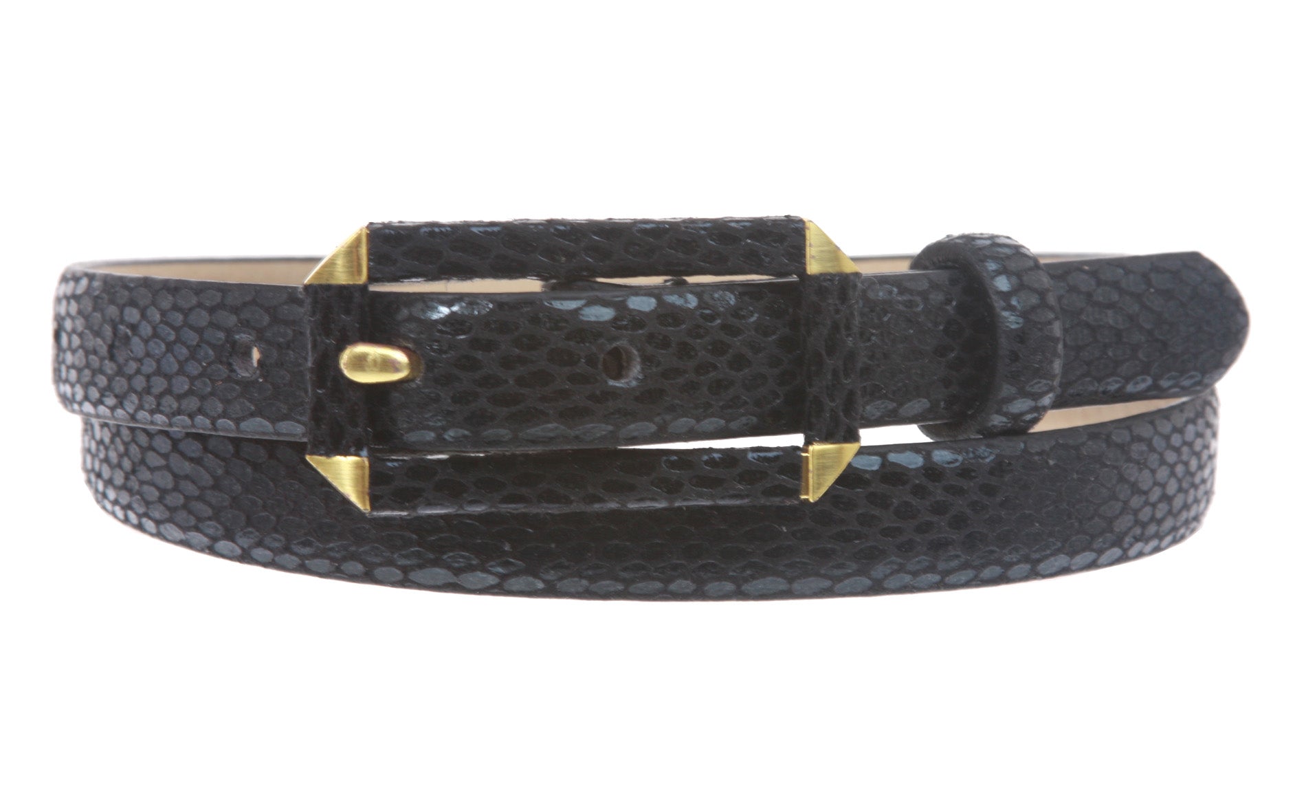 Ladies Snake Print Non leather Skinny Belt - OnlineBelts