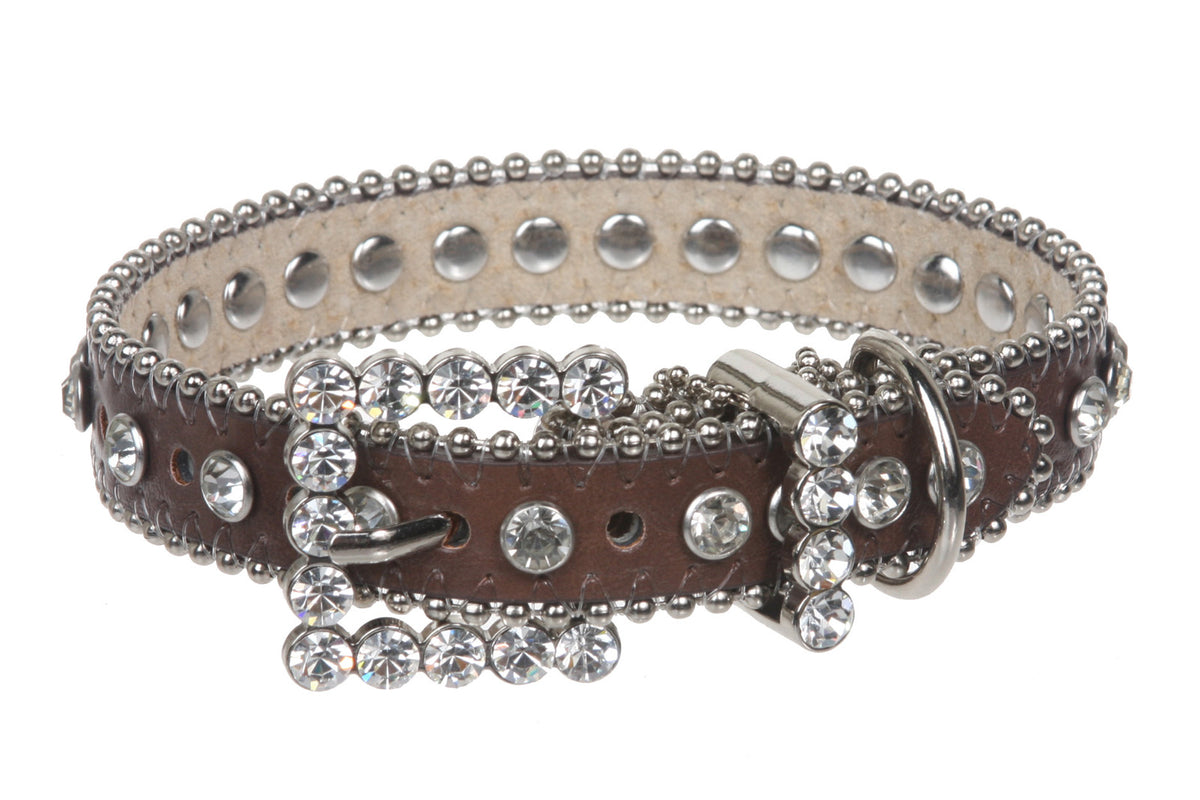 3/4" (20 mm) Metallic Rhinestone Dog Collar - OnlineBelts