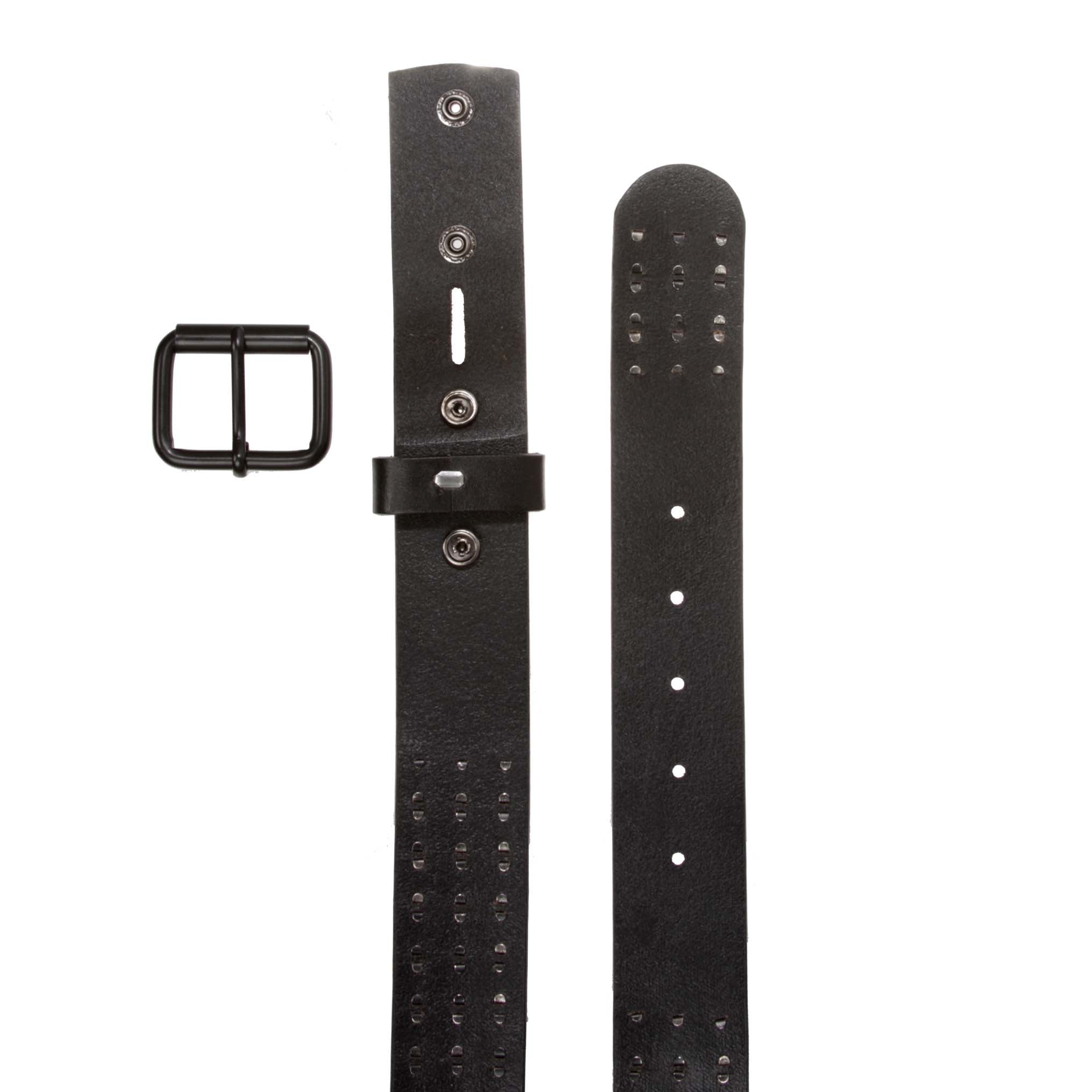 1.5" Three Row Punk Rock Star Distressed Black Studded Leather Belt - OnlineBelts